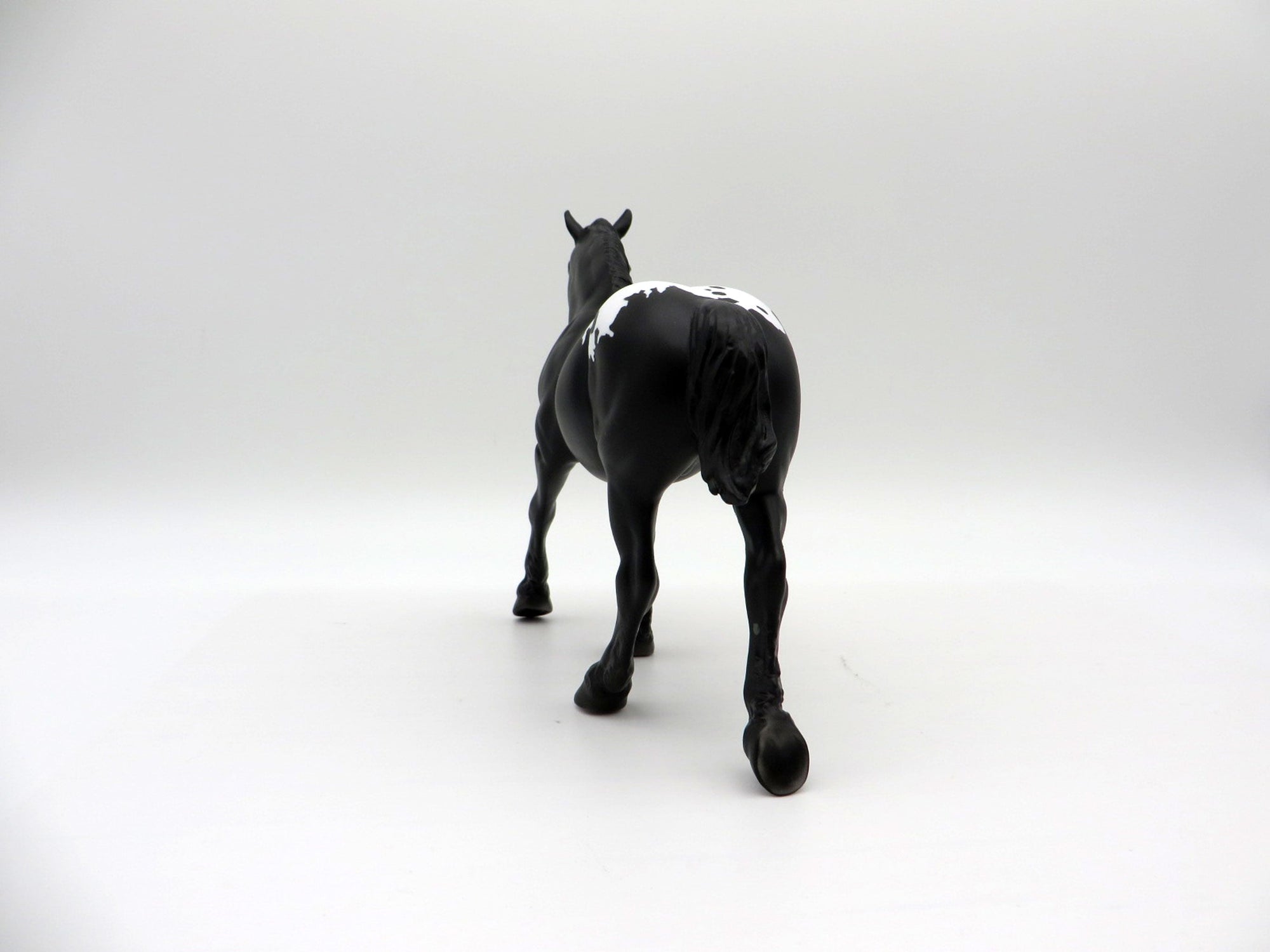 Homer-OOAK Dapple Black Pinto Trotting Pebbles Draft  Painted By Ellen Robbins EQ21