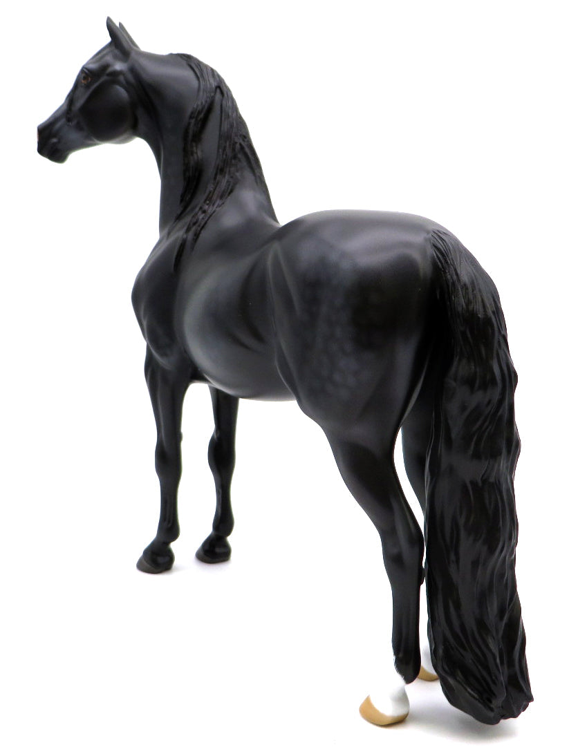 Moriarty-OOAK Dapple Sunburned Black Dapple Morgan Painted by Carrie Keller