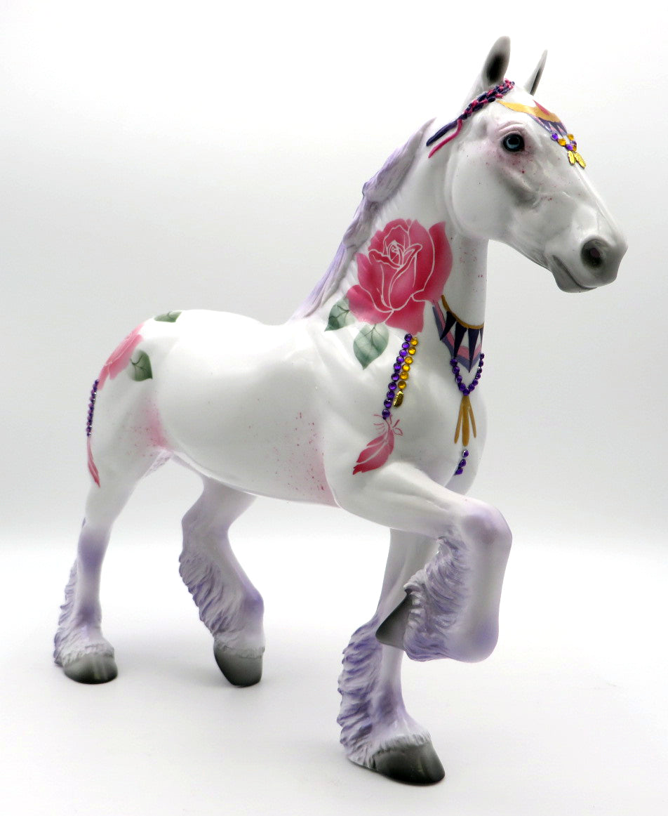 Send Roses-OOAK Deco Trotting Drafter Painted by Dawn Quick 2/7/22