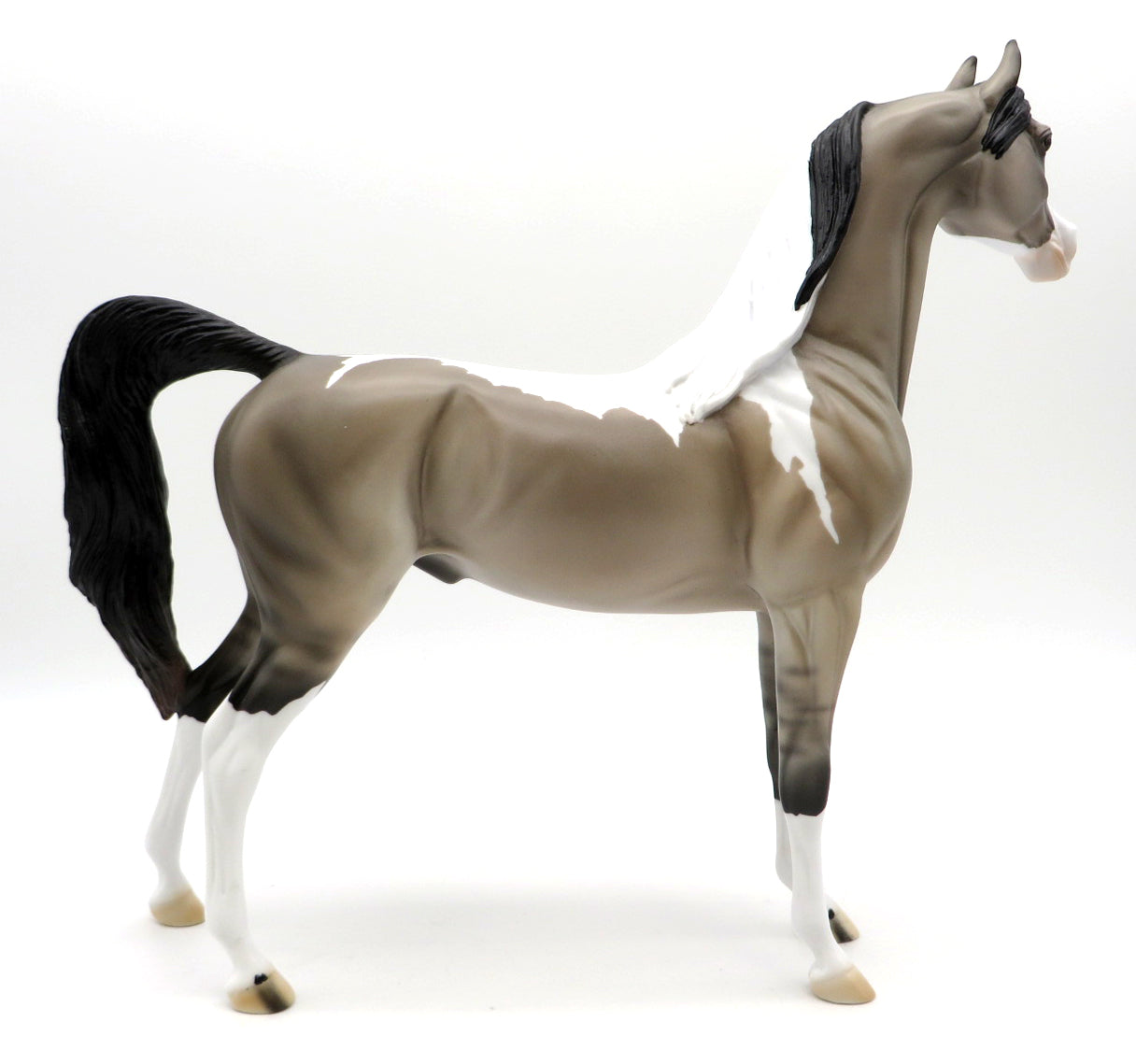 Half Back-OOAK Grey Pinto Arabian STONE BOWL V