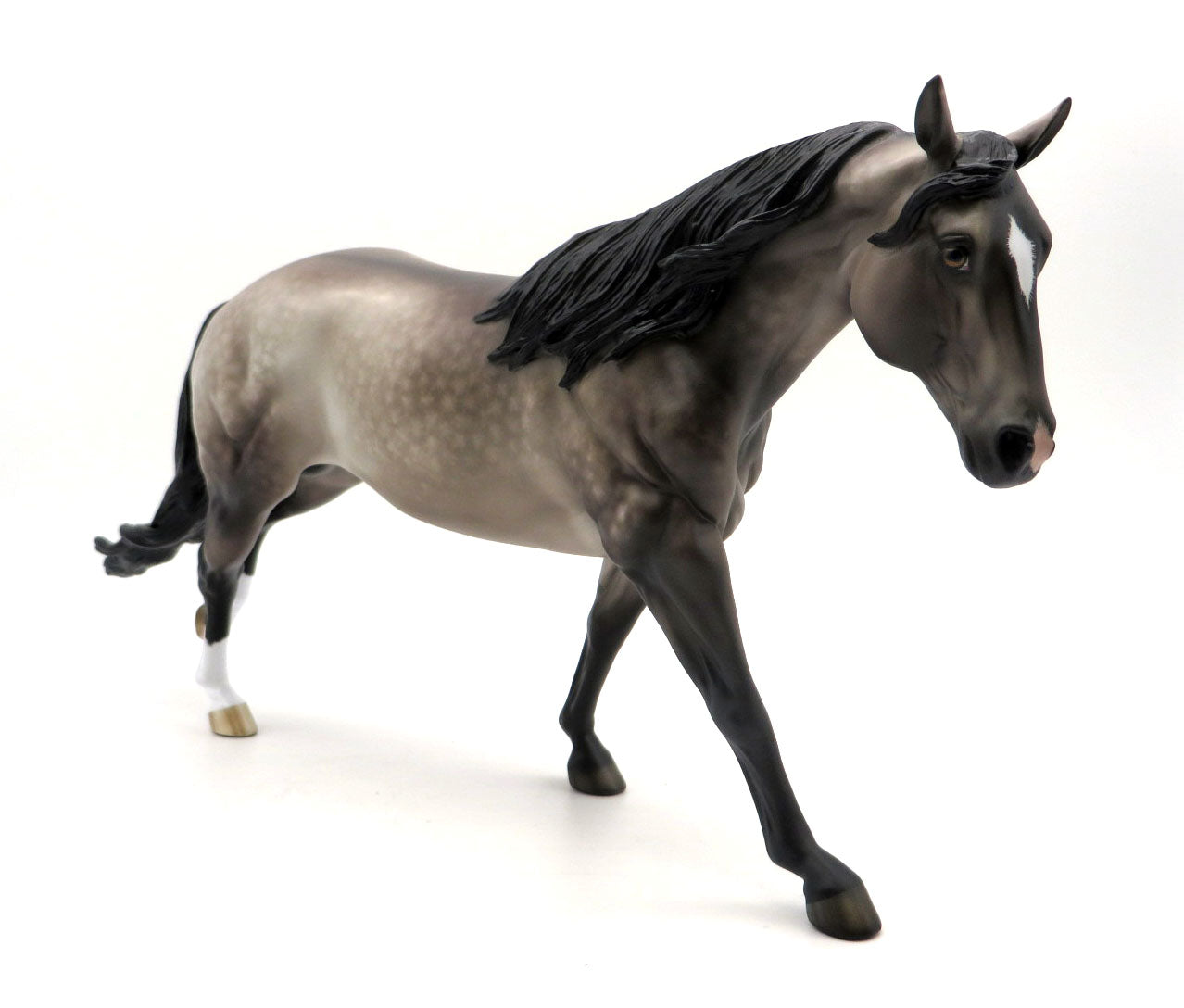 Steeleye-OOAK Dapple Buckskin Running Stock Horse Painted by Sheryl Leisure 3/28/22