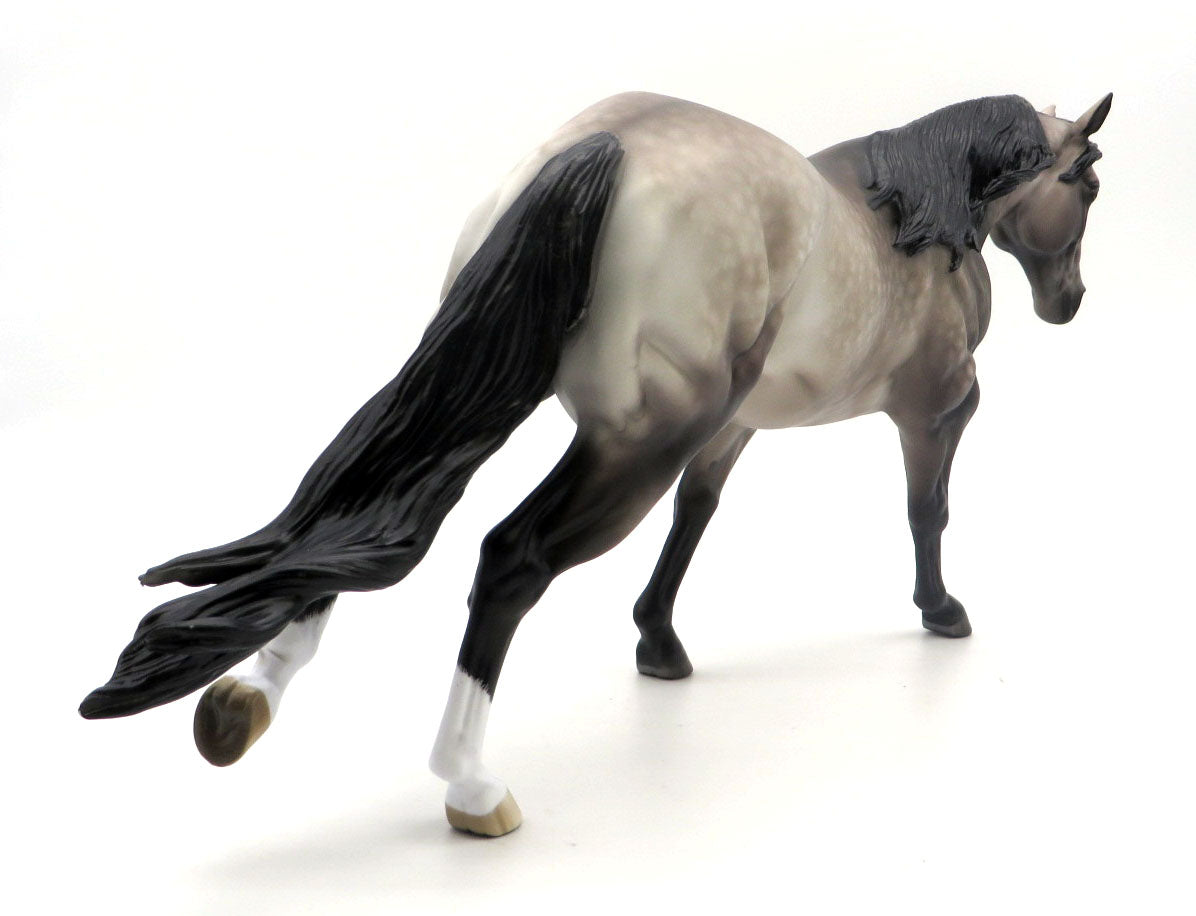 Steeleye-OOAK Dapple Buckskin Running Stock Horse Painted by Sheryl Leisure 3/28/22