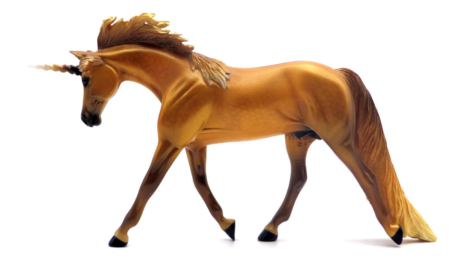 Sunraider-OOAK Deco Unicorn Warmblood Pebbles Painted by Ellen Robbins 4/11/22