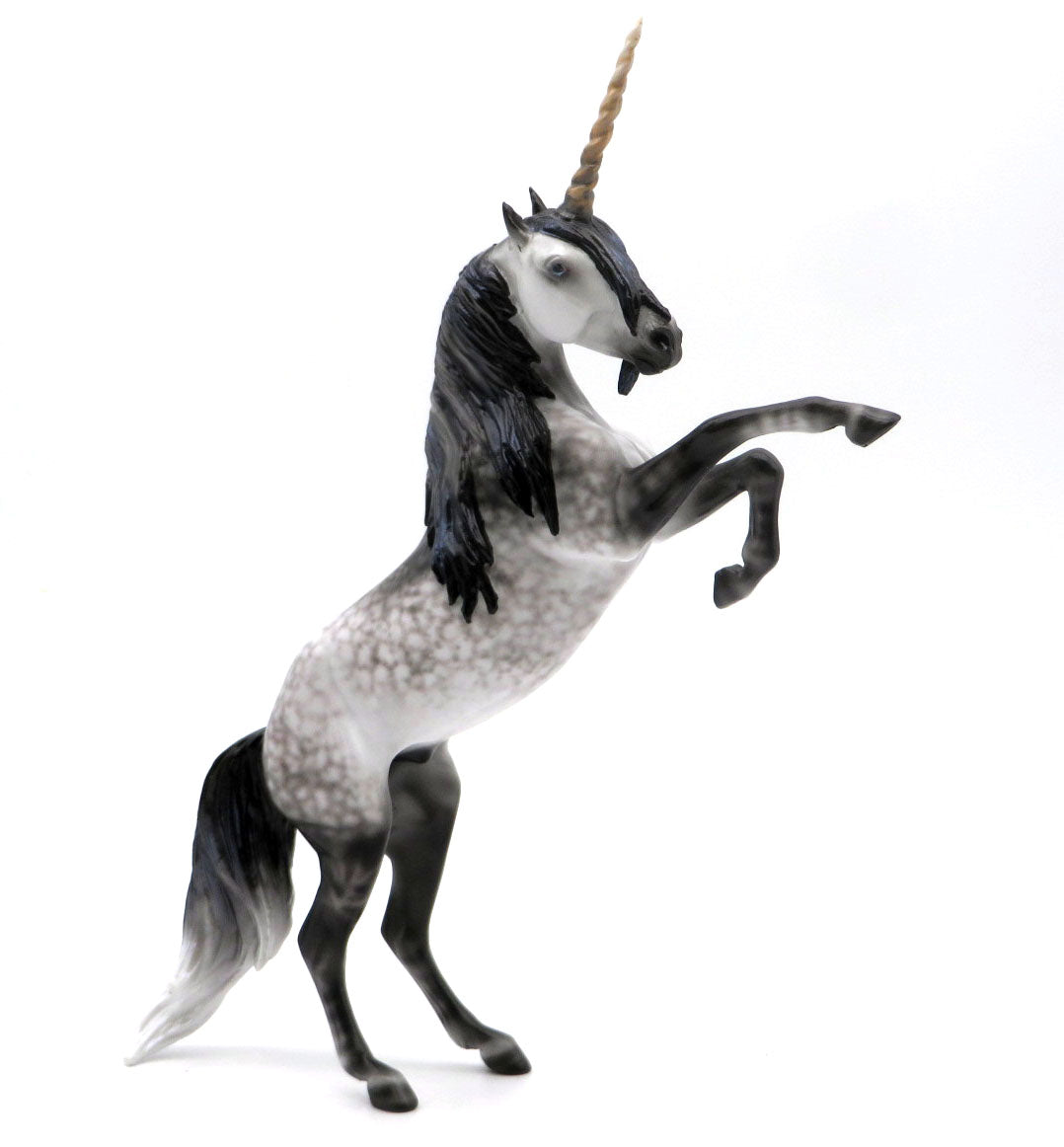 Stormbreaker-OOAK Dapple Grey Rearing Pebbles Unicorn Painted by Ellen 4/11/22
