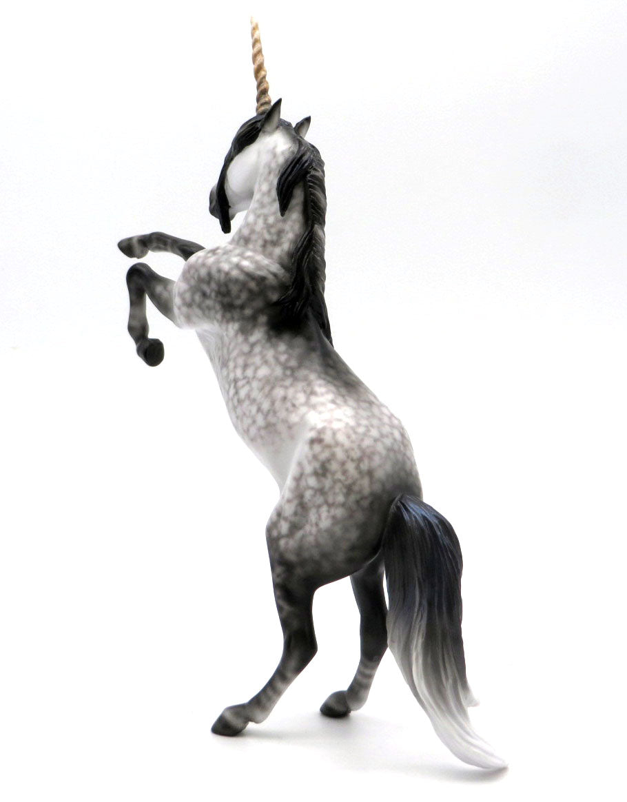 Stormbreaker-OOAK Dapple Grey Rearing Pebbles Unicorn Painted by Ellen 4/11/22