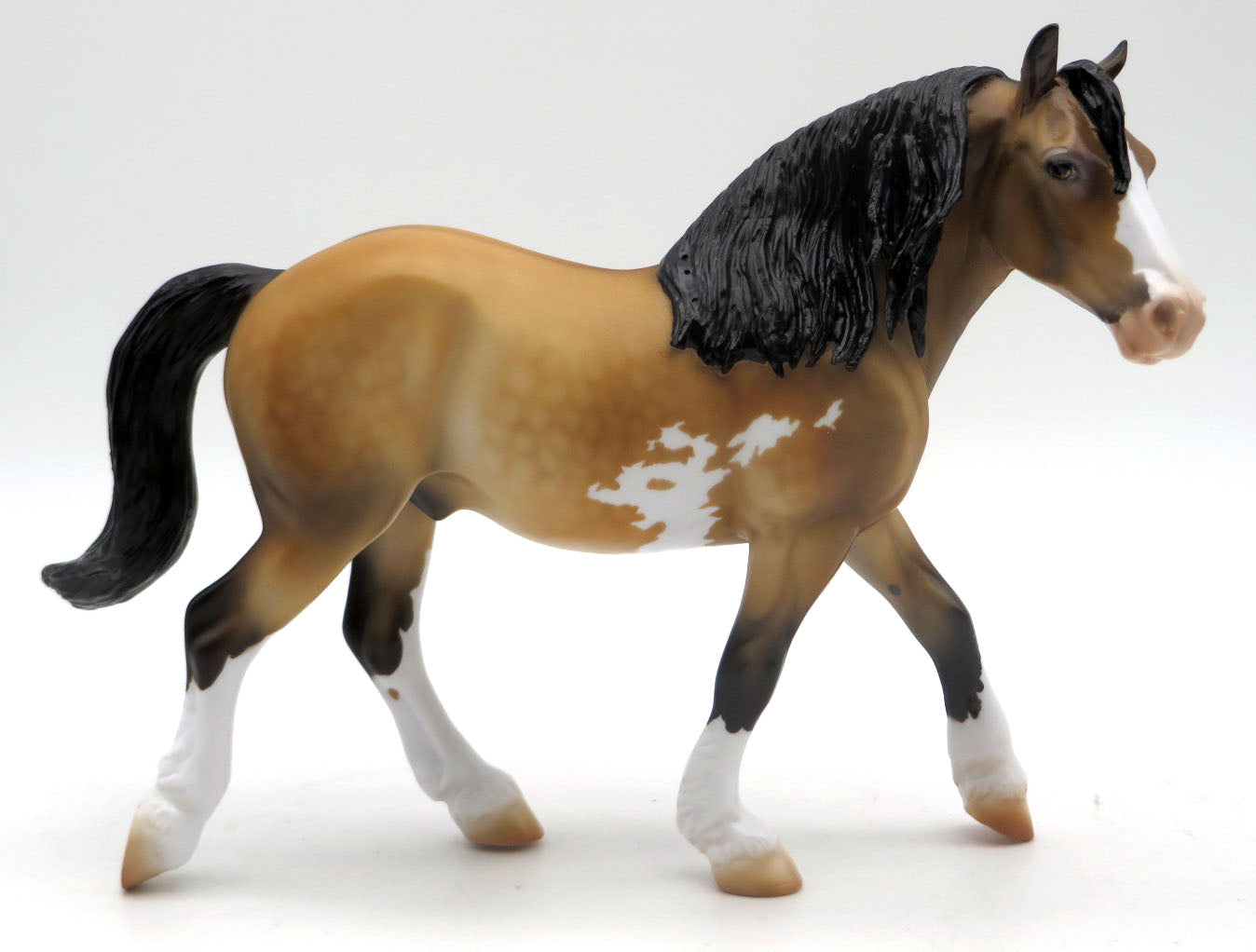 Skid Rogue=OOAK Dapple Buckskin Pinto Trotting Draft Painted by Julie SHCF 2022