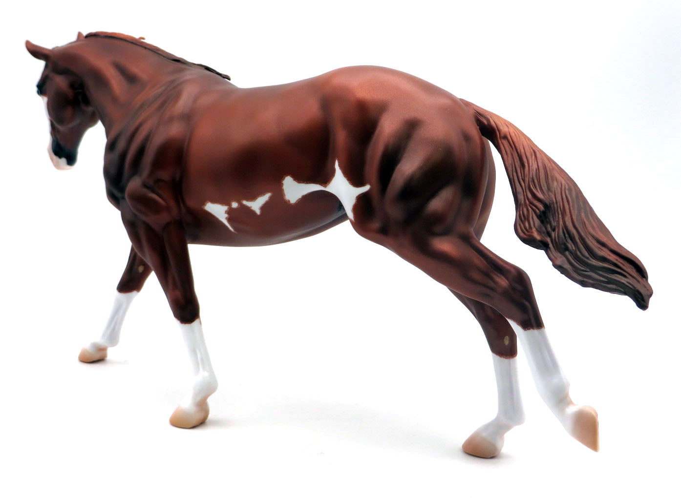 Ruby-OOAK Chestnut Pinto Running Stock Horse Painted by Caroline Boydston SHCF 22