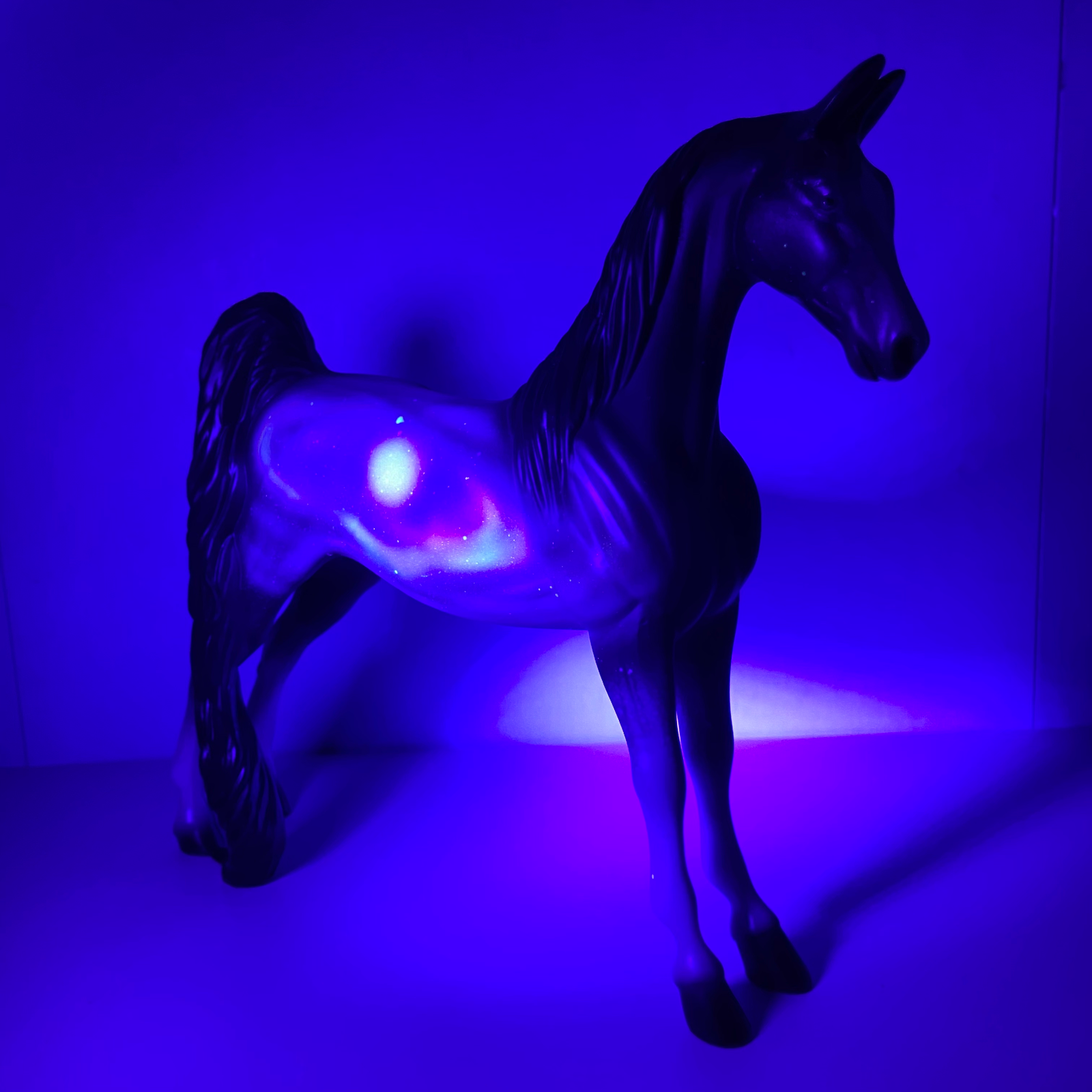 Space Jam - OOAK Test Blacklight Pebble by Ellen Robbins