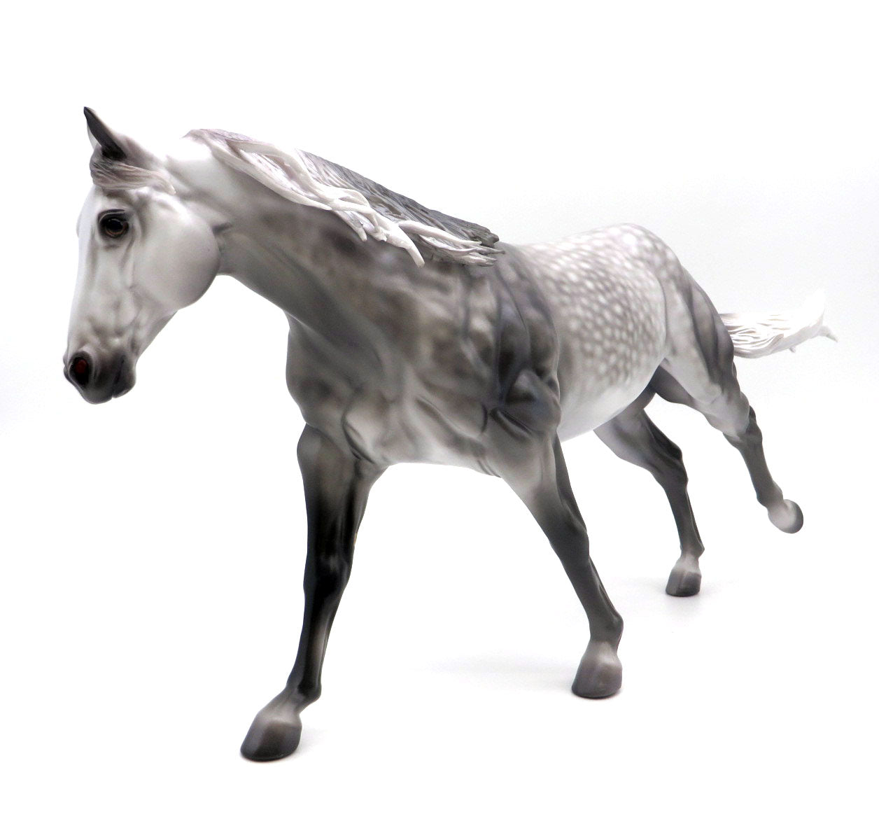 Oxford-OOAK Dapple Grey Running Stock Painted by Caroline Boydston 8/8/22