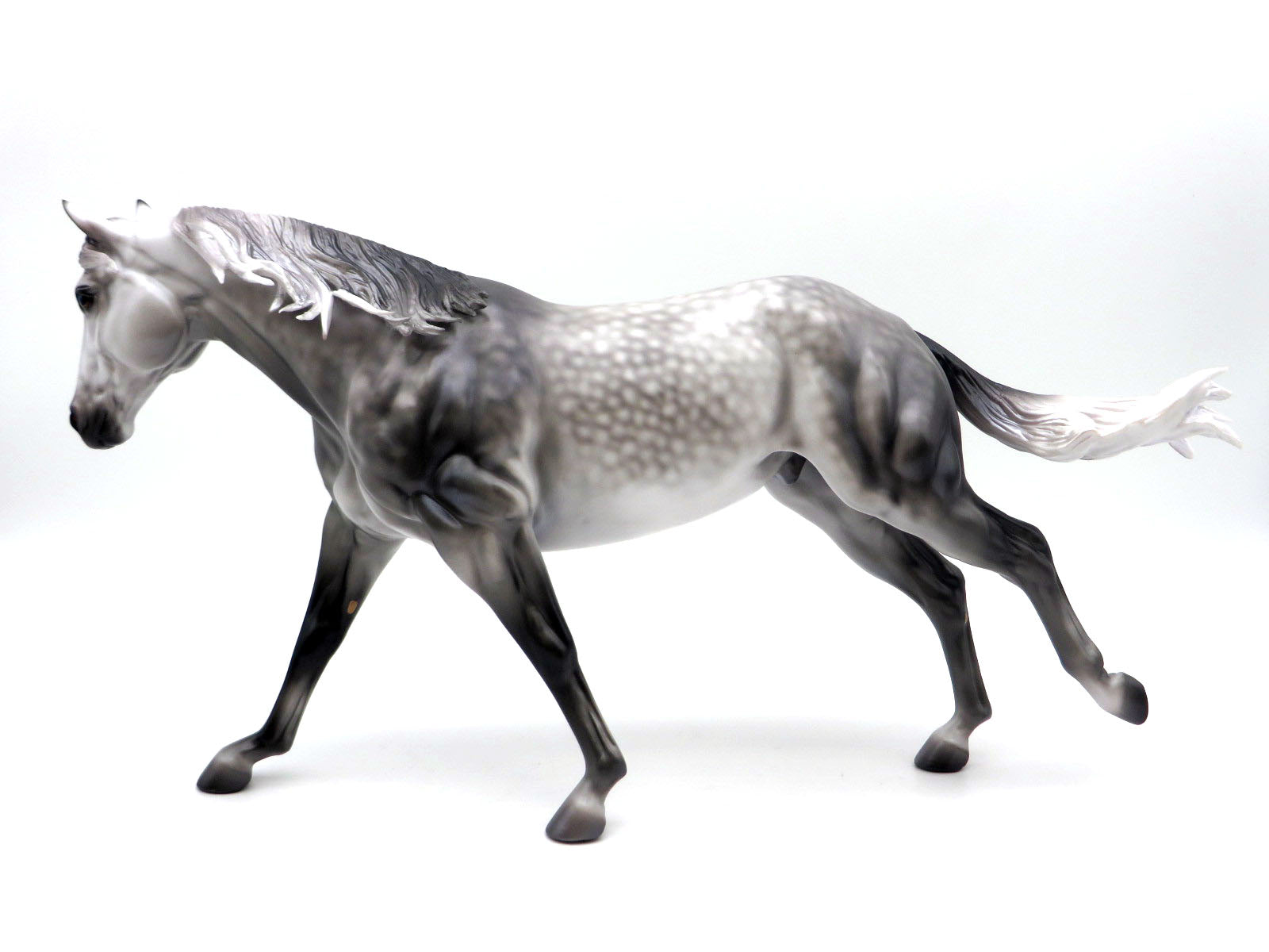 Oxford-OOAK Dapple Grey Running Stock Painted by Caroline Boydston 8/8/22