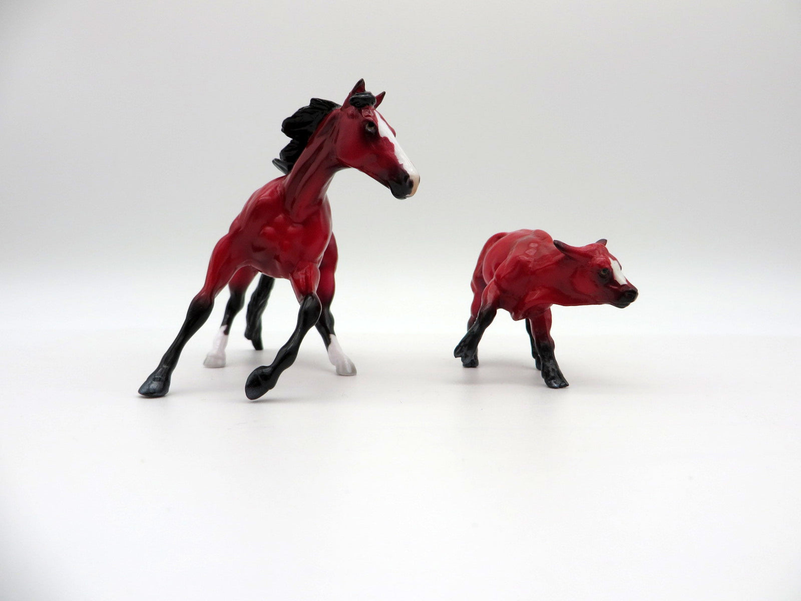 Ikug and Gorria-Cutter and Calf-OOAK Chip Precious Stone Painted By Ellen Robbins EQ 2021