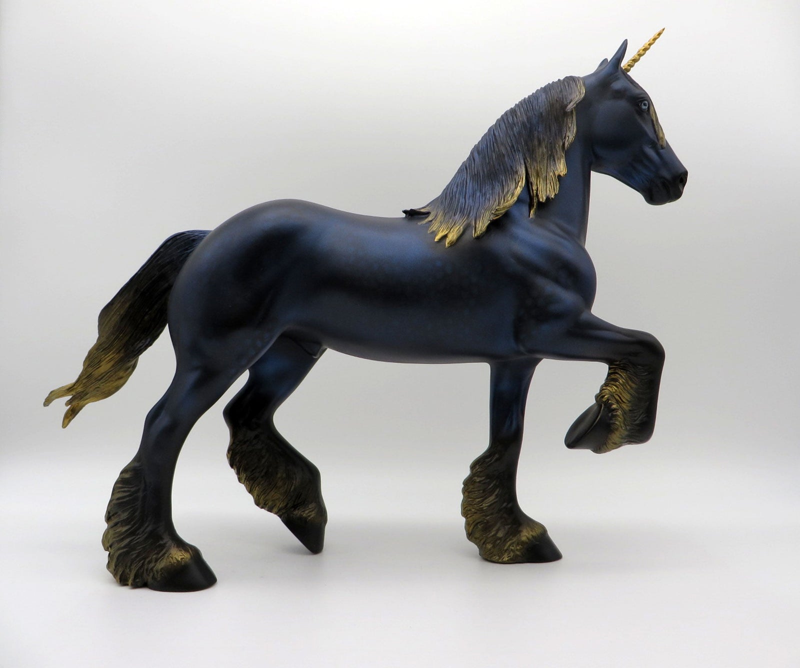 MIDNIGHT SHIMMER-OOAK TROTTING DRAFTER Unicorn Painted by Audrey Dixon