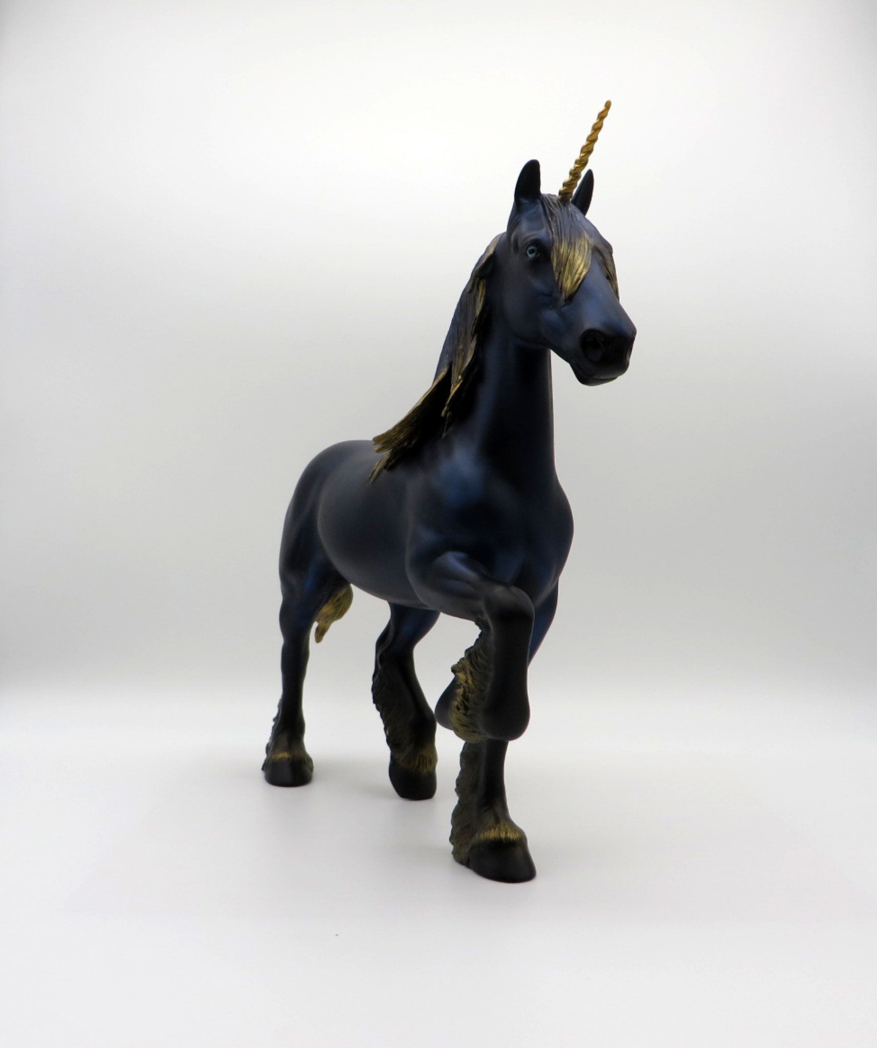 MIDNIGHT SHIMMER-OOAK TROTTING DRAFTER Unicorn Painted by Audrey Dixon