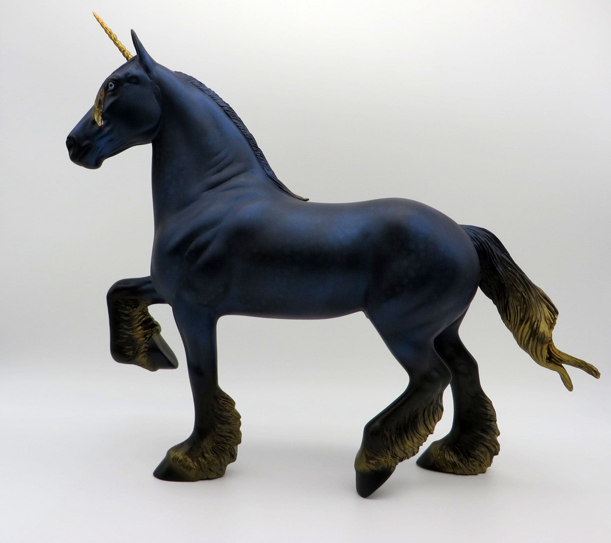 MIDNIGHT SHIMMER-OOAK TROTTING DRAFTER Unicorn Painted by Audrey Dixon