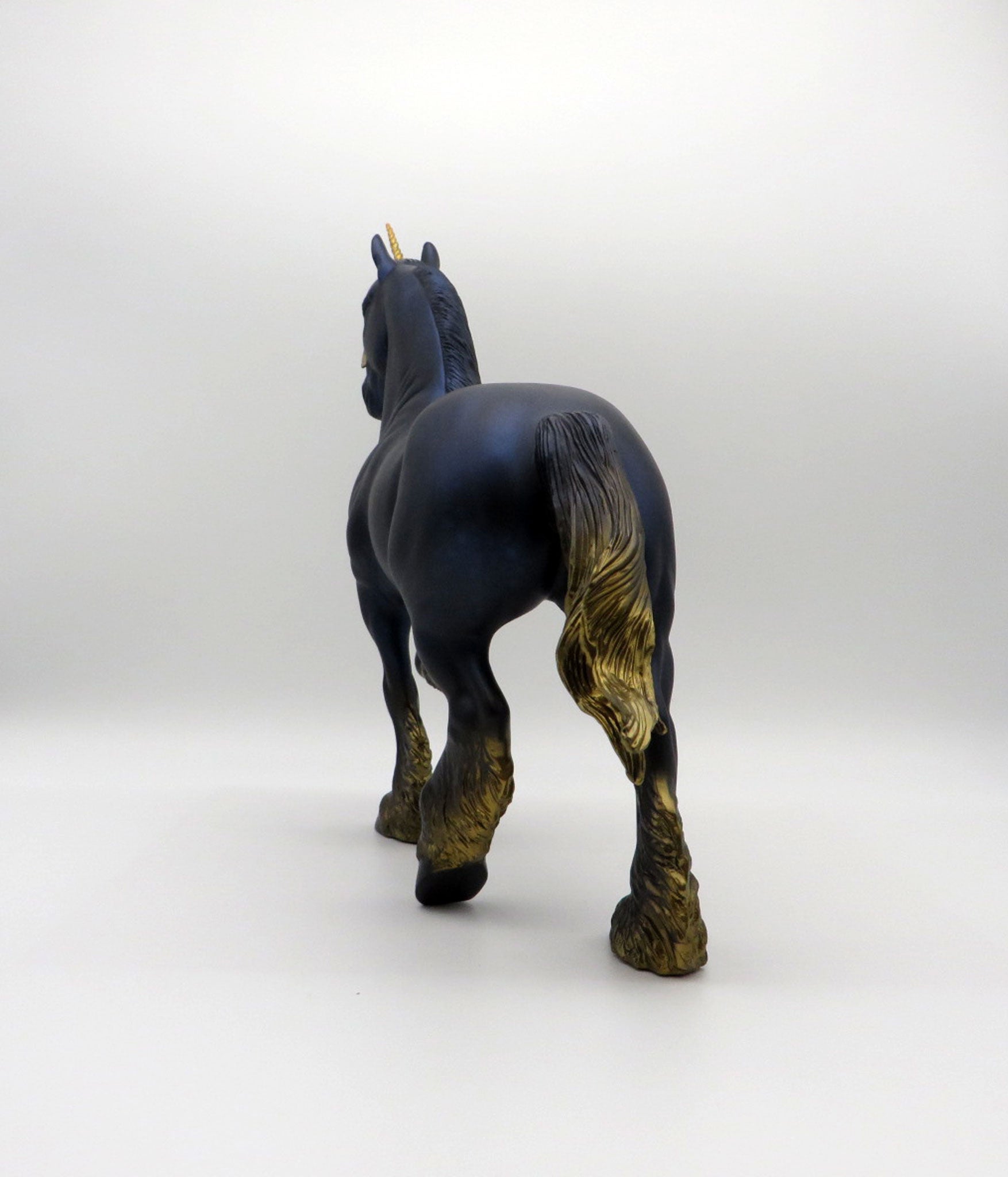 MIDNIGHT SHIMMER-OOAK TROTTING DRAFTER Unicorn Painted by Audrey Dixon