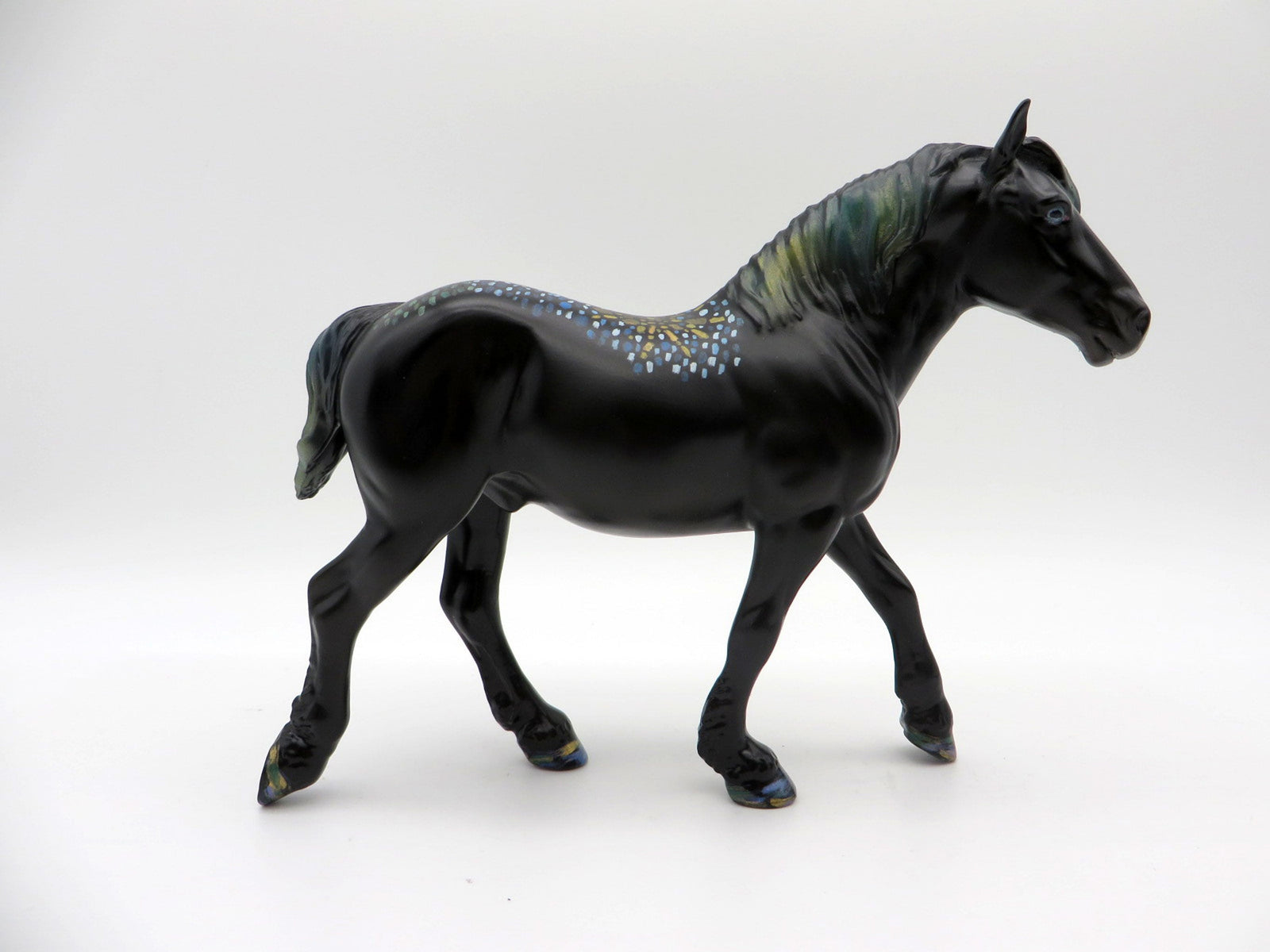 Mosaic-OOAK Pebbles Trotting Draft Deco Painted By Jas Fanning EQ 21