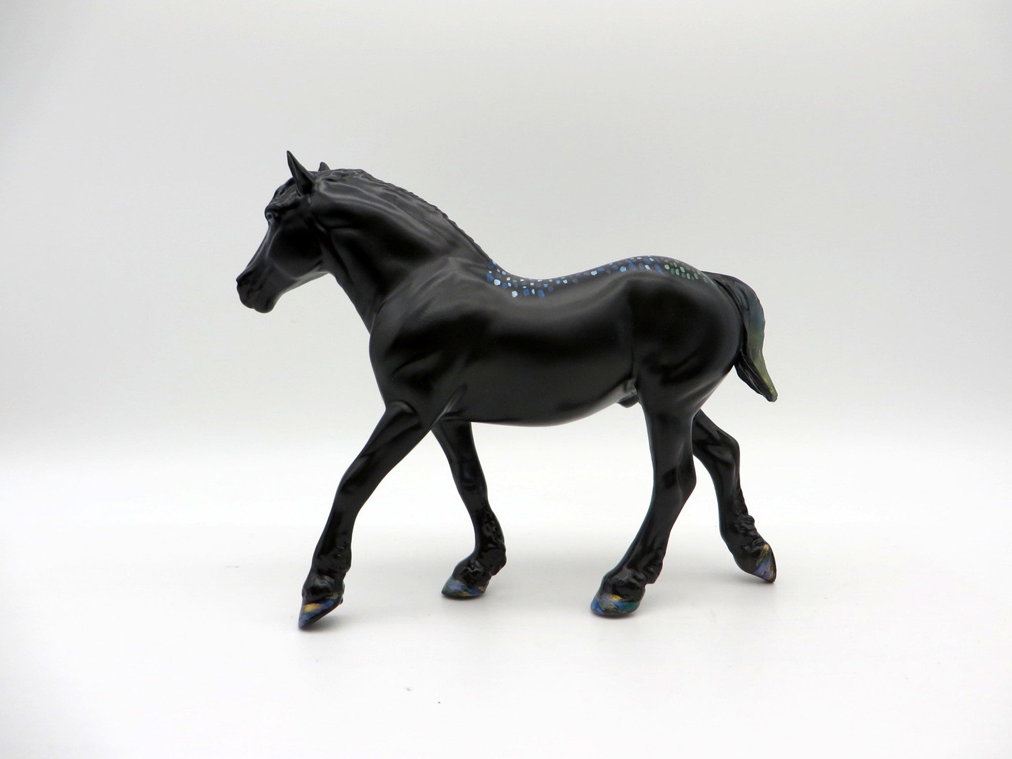 Mosaic-OOAK Pebbles Trotting Draft Deco Painted By Jas Fanning EQ 21