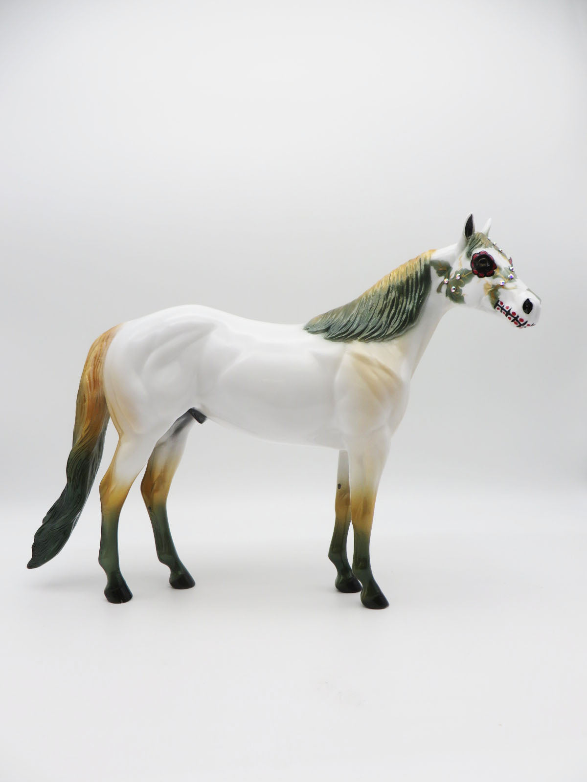 NATURES FIRST  - OOAK  DECORATOR SUGAR SKULL ISH BY DAWN QUICK LHS 22