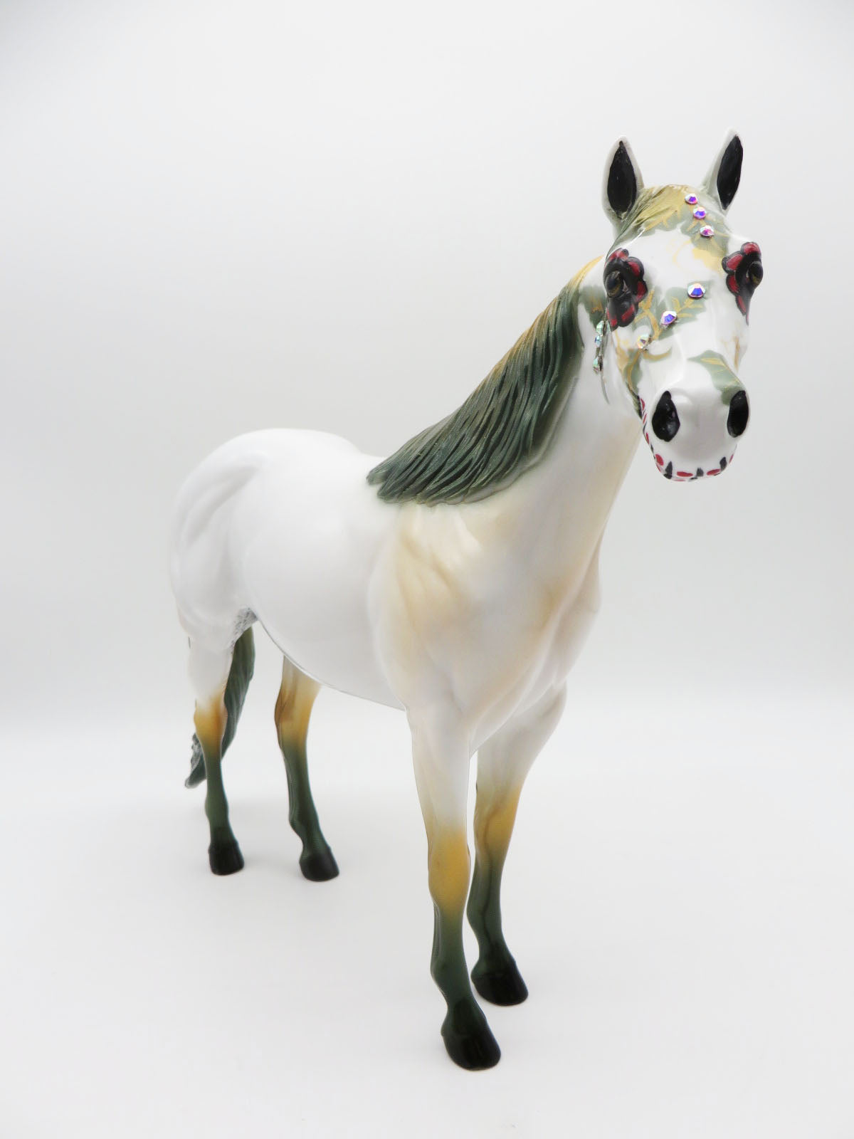 NATURES FIRST  - OOAK  DECORATOR SUGAR SKULL ISH BY DAWN QUICK LHS 22