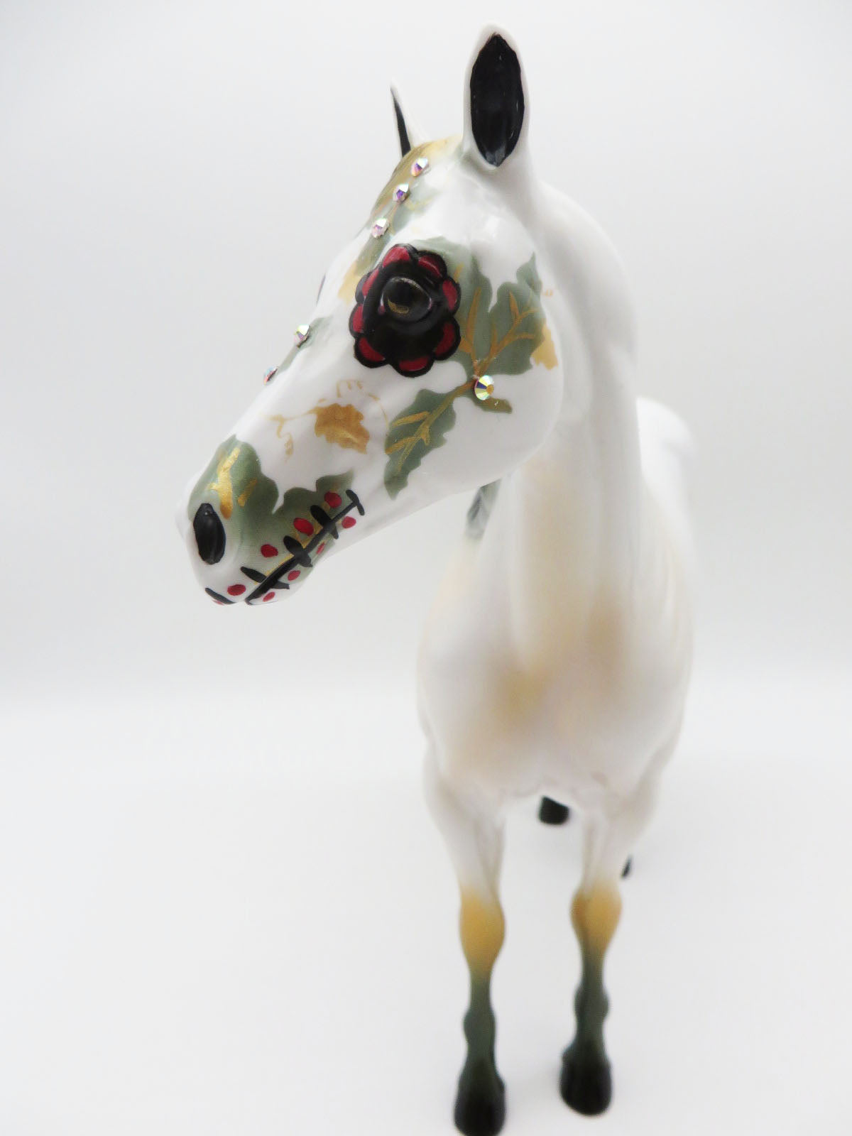 NATURES FIRST  - OOAK  DECORATOR SUGAR SKULL ISH BY DAWN QUICK LHS 22