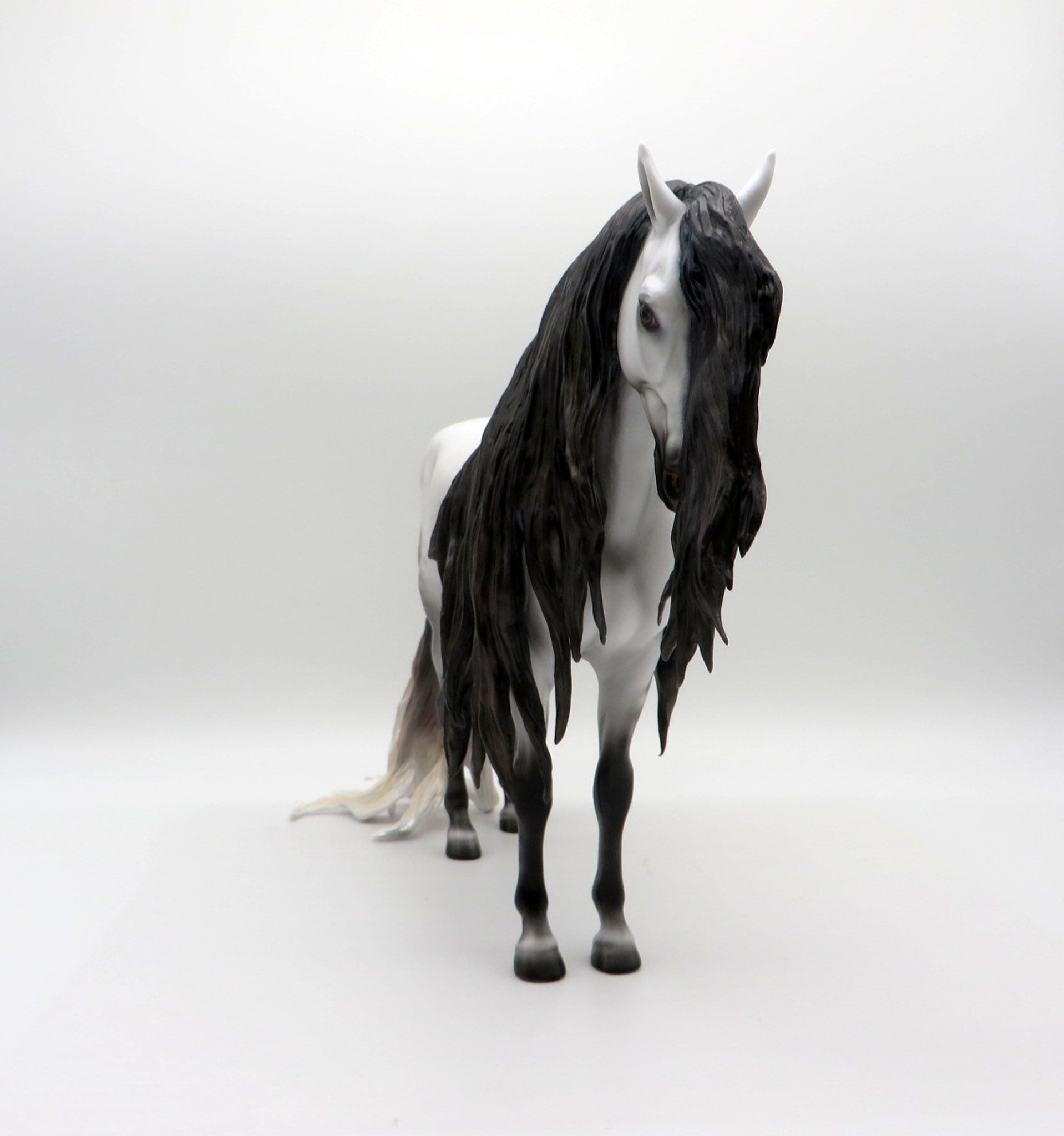 Noble Steed-OOAK Dapple Grey Andalusian Painted by Carrie Keller  EQ 21