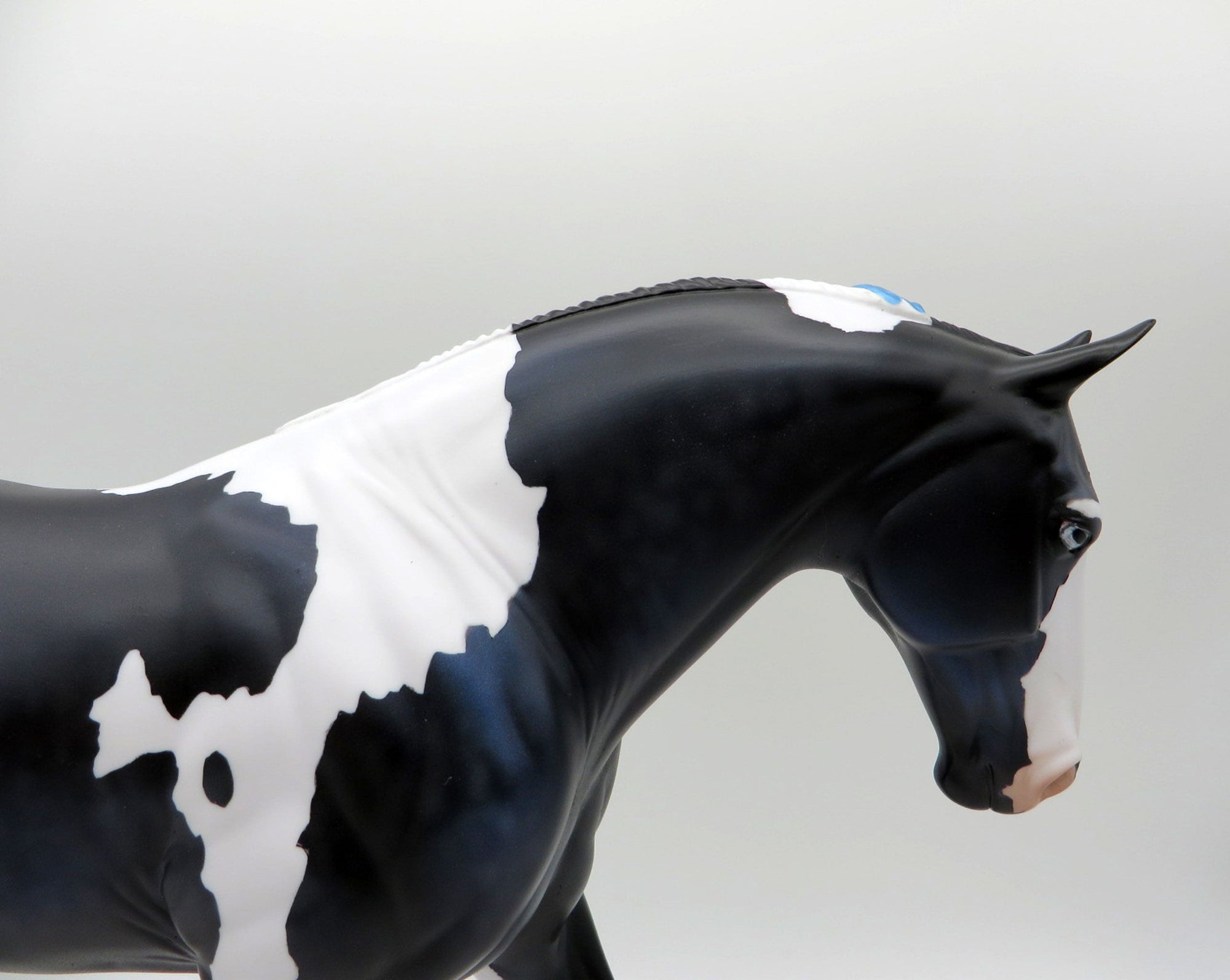 Big Blue LE-20 NO ETCHING Black and White Pinto Irish Draft Painted by Julie Keim EQ 2021