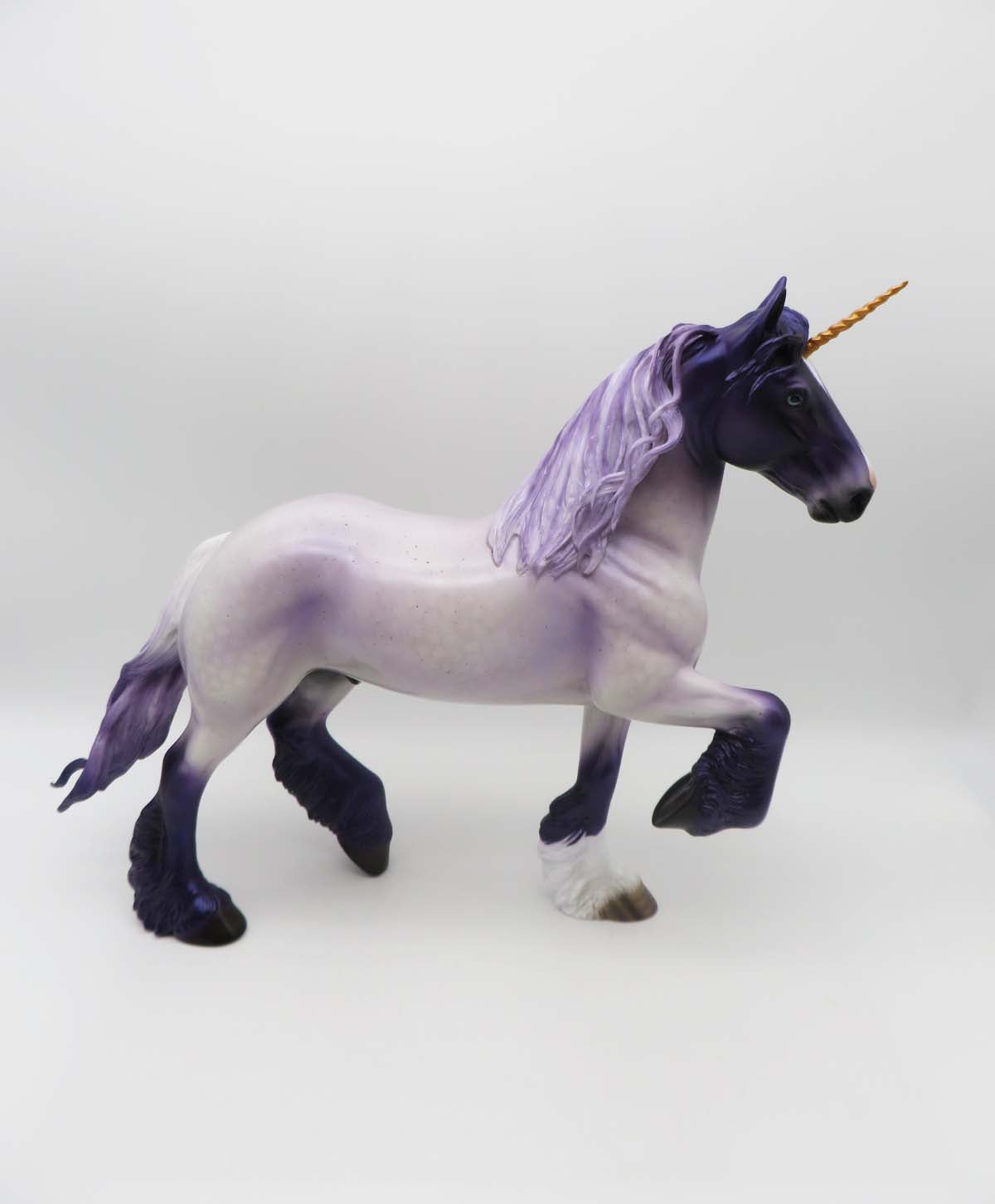 Oberon - OOAK - Purple Roan Decorator Unicorn Trotting Drafter By Angela Marleau - Best Offer 4/17/23