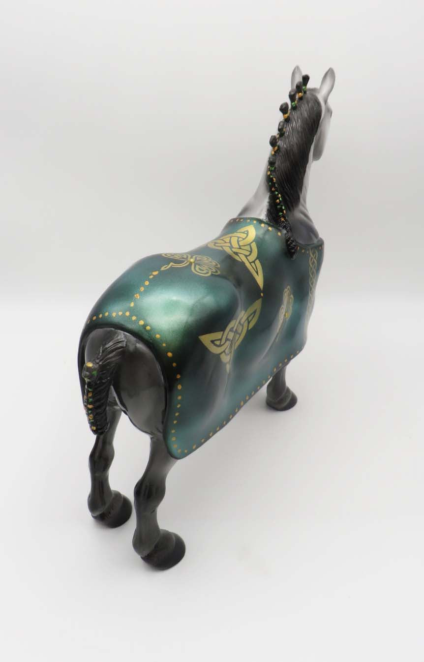 Oisin - OOAK - Customized St Patrick&#39;s Day Blanketed Grey Standing Drafter - By Dawn Quick 3/17/23