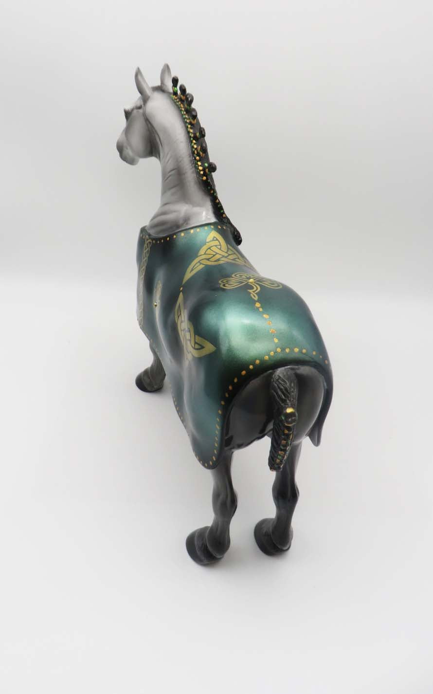 Oisin - OOAK - Customized St Patrick&#39;s Day Blanketed Grey Standing Drafter - By Dawn Quick 3/17/23