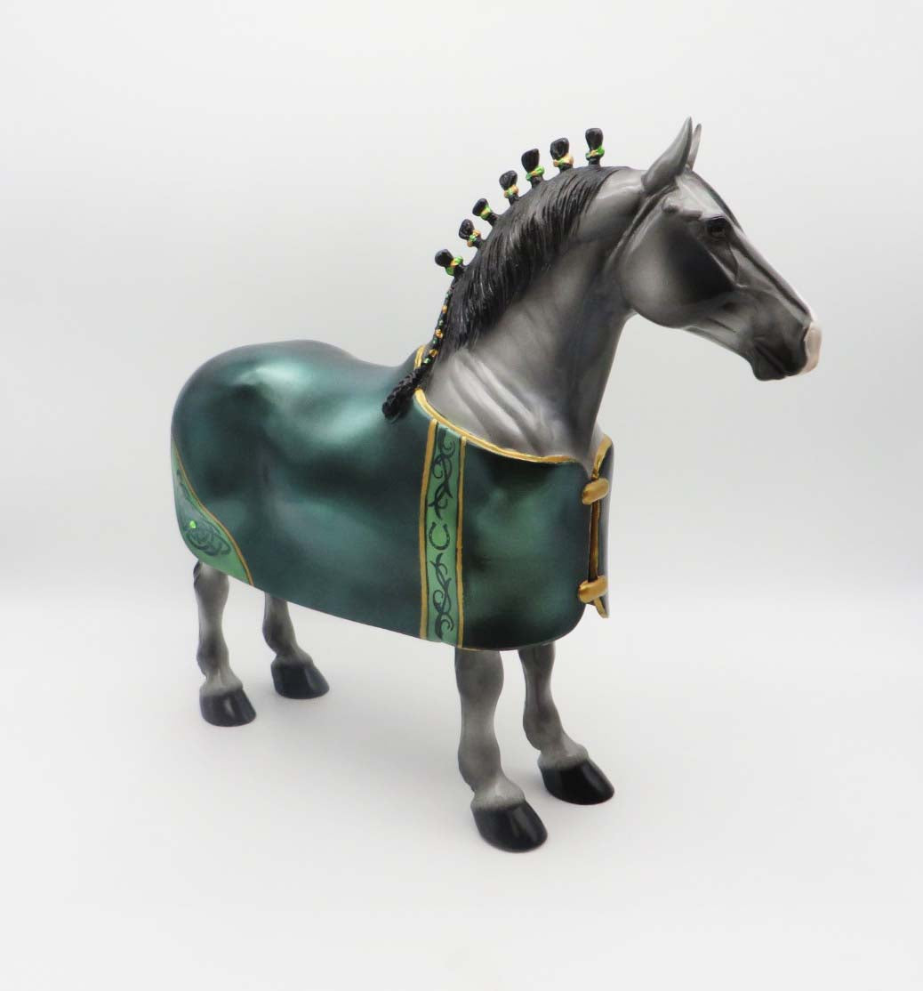 O&#39;Shay - OOAK - Customized St Patrick&#39;s Day Blanketed Grey Standing Drafter - By Dawn Quick 3/17/23