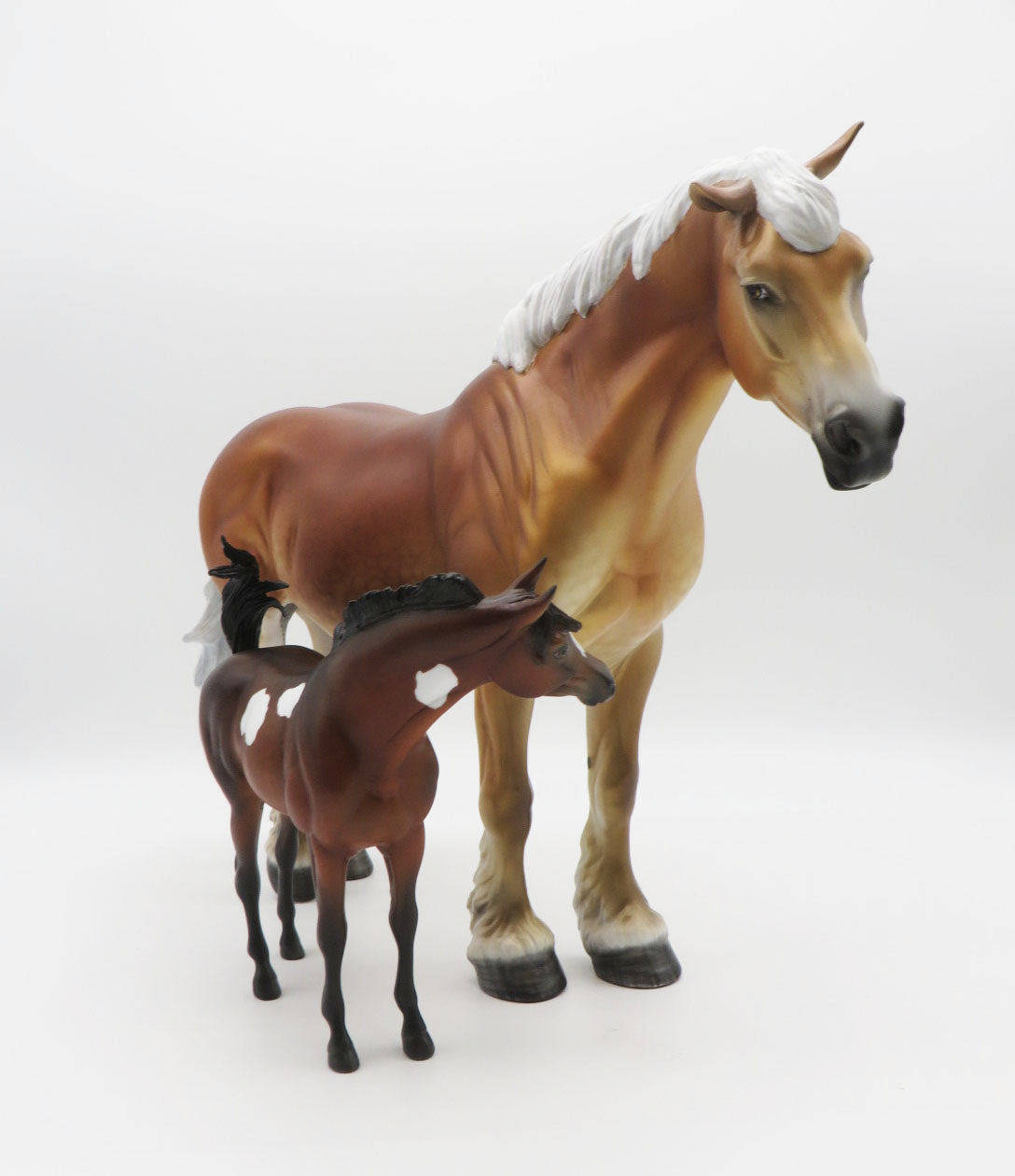 Princess &amp; Peanut - Heavy Draft Dapple Flaxen Chestnut Belgian Mare &amp; Bay Pinto Arab Pebble Mare Set by Myla Pearce BO 10/7/22