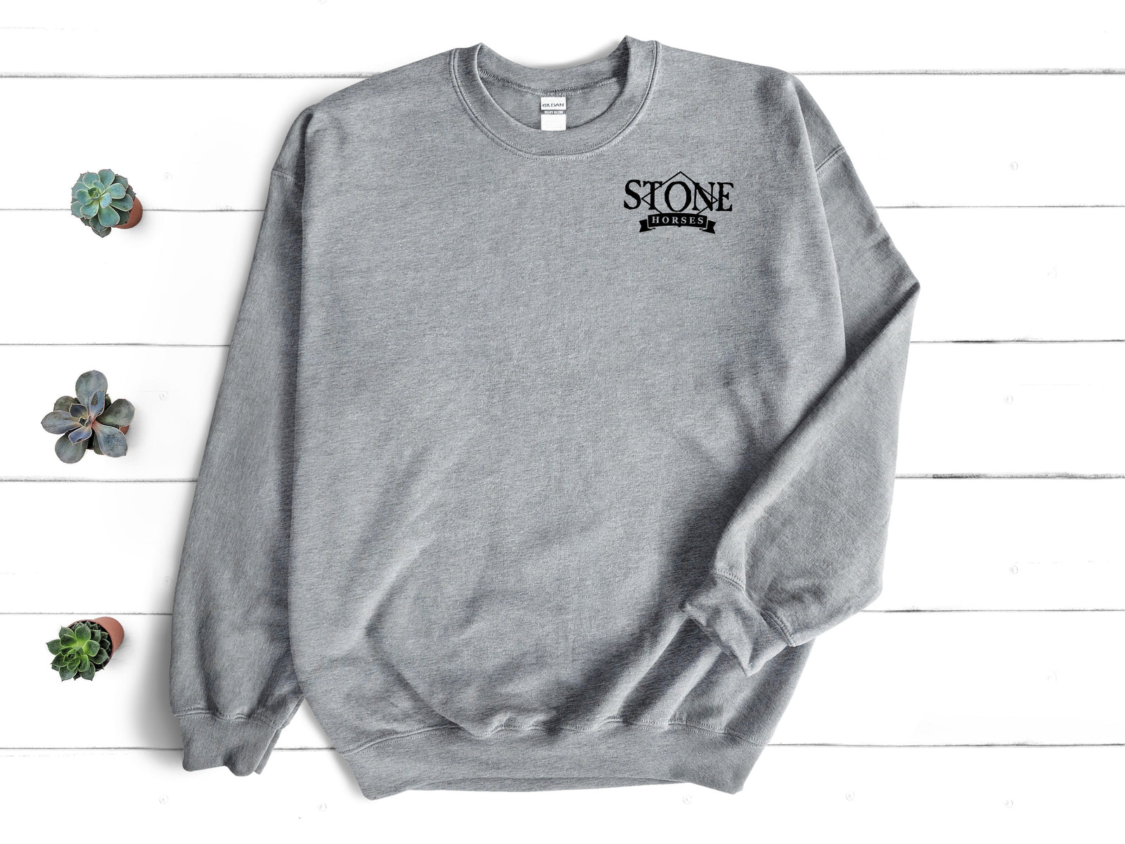 Ready to Ship The Peter Stone Horse Company  Logo Sport Grey Sweatshirt Medium