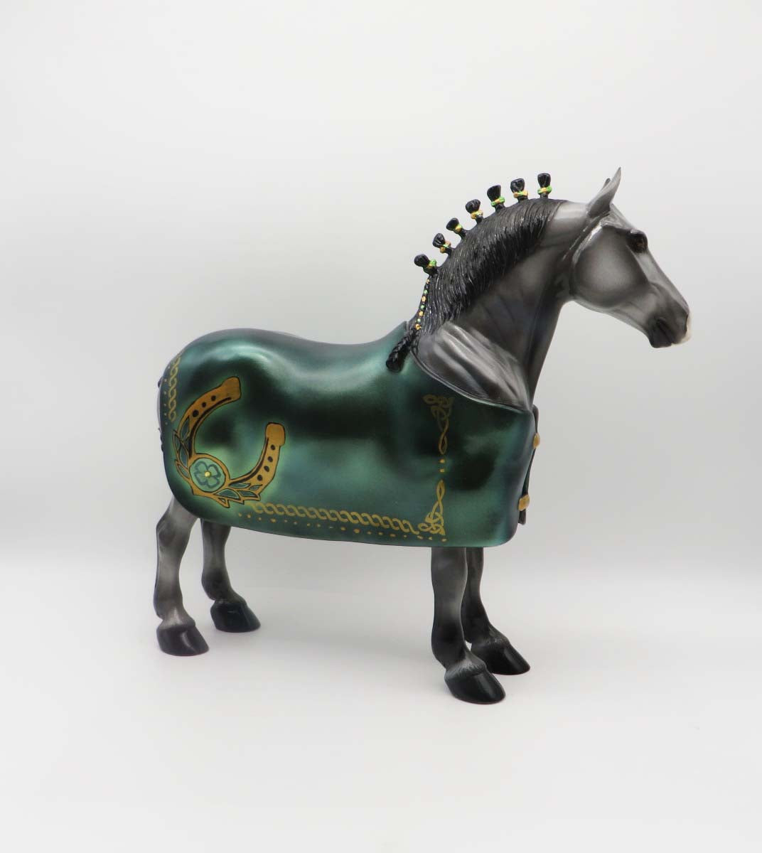 Paddy - OOAK - Customized St Patrick&#39;s Day Blanketed Grey Standing Drafter - By Dawn Quick 3/17/23