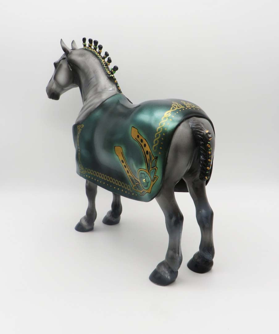 Paddy - OOAK - Customized St Patrick&#39;s Day Blanketed Grey Standing Drafter - By Dawn Quick 3/17/23