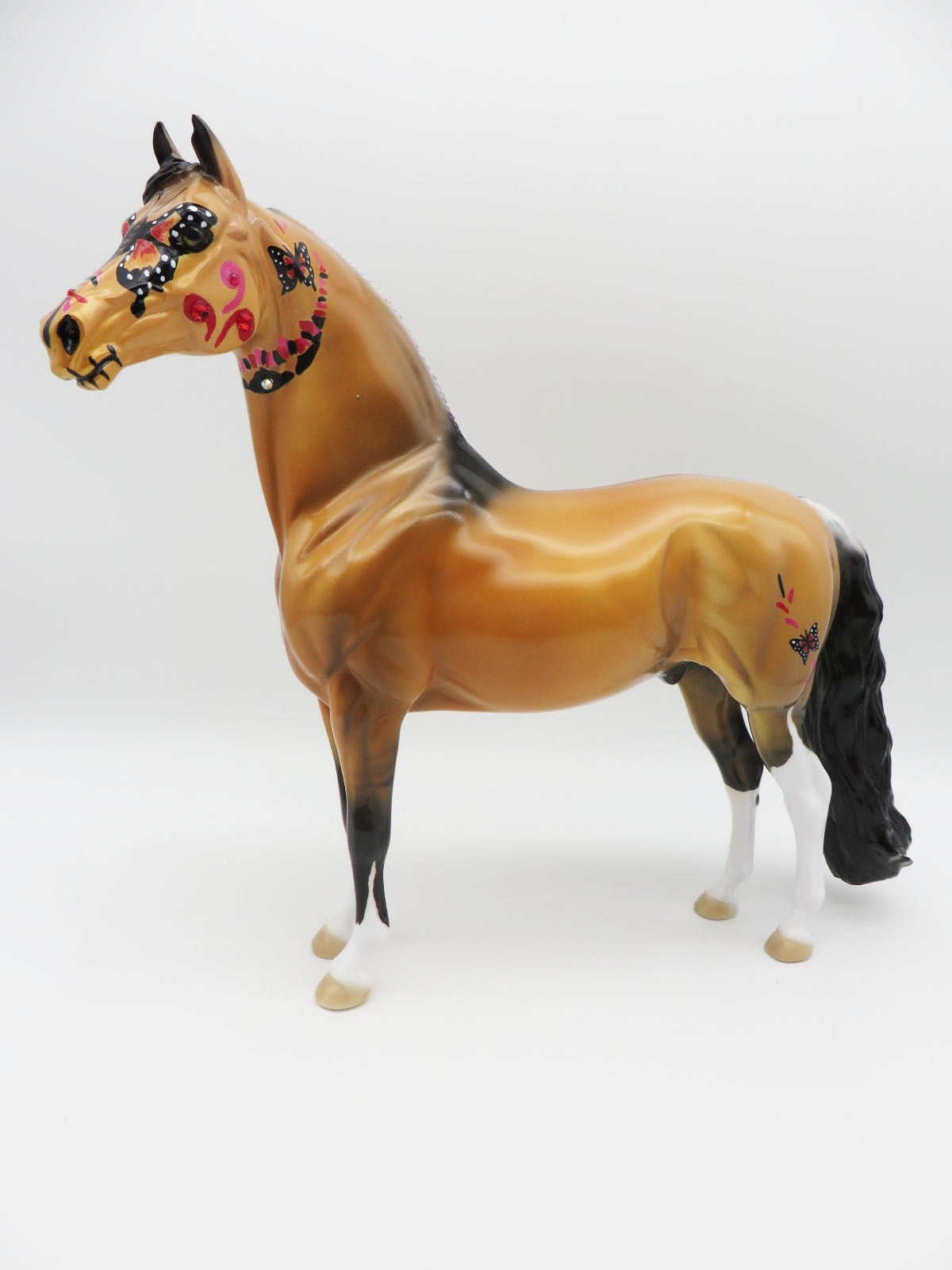 PAPILLION  - OOAK  DECORATOR SUGAR SKULL MORGAN BY DAWN QUICK LHS22