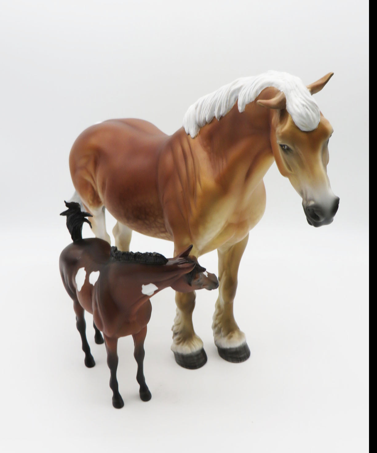 Princess &amp; Peanut - Heavy Draft Dapple Flaxen Chestnut Belgian Mare &amp; Bay Pinto Arab Pebble Mare Set by Myla Pearce BO 10/7/22