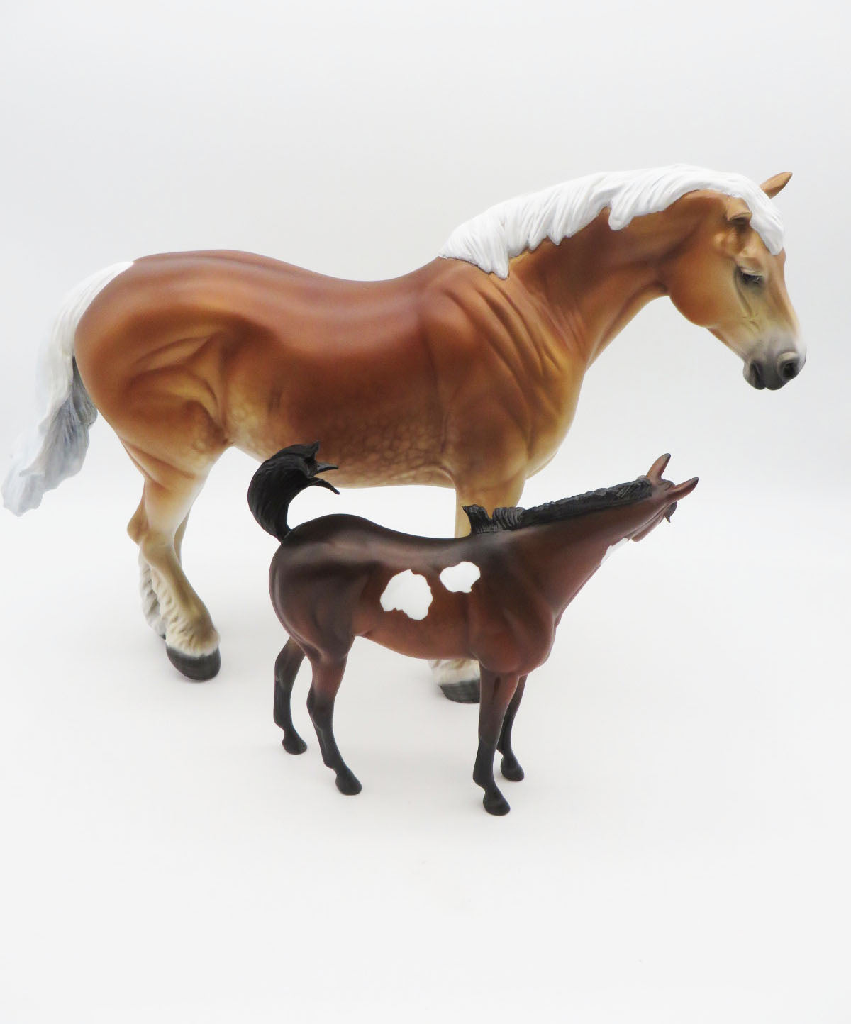 Princess &amp; Peanut - Heavy Draft Dapple Flaxen Chestnut Belgian Mare &amp; Bay Pinto Arab Pebble Mare Set by Myla Pearce BO 10/7/22