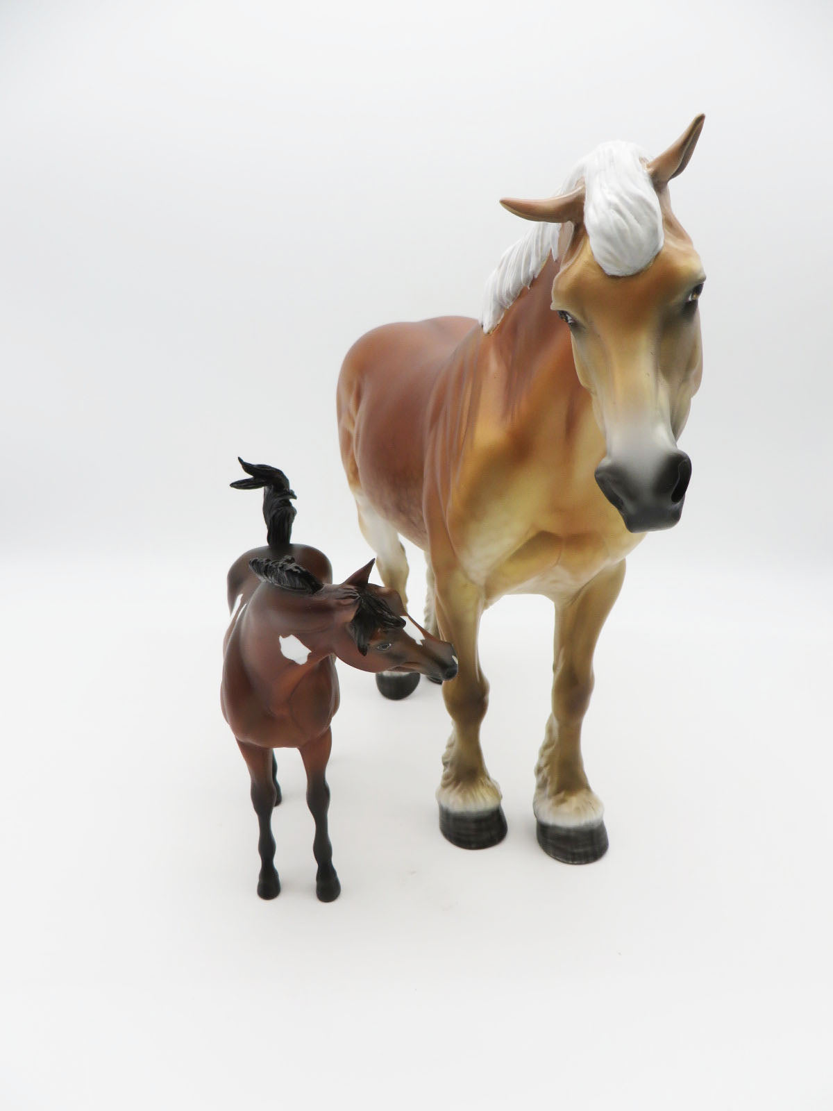 Princess & Peanut - Heavy Draft Dapple Flaxen Chestnut Belgian Mare & Bay Pinto Arab Pebble Mare Set by Myla Pearce BO 10/7/22