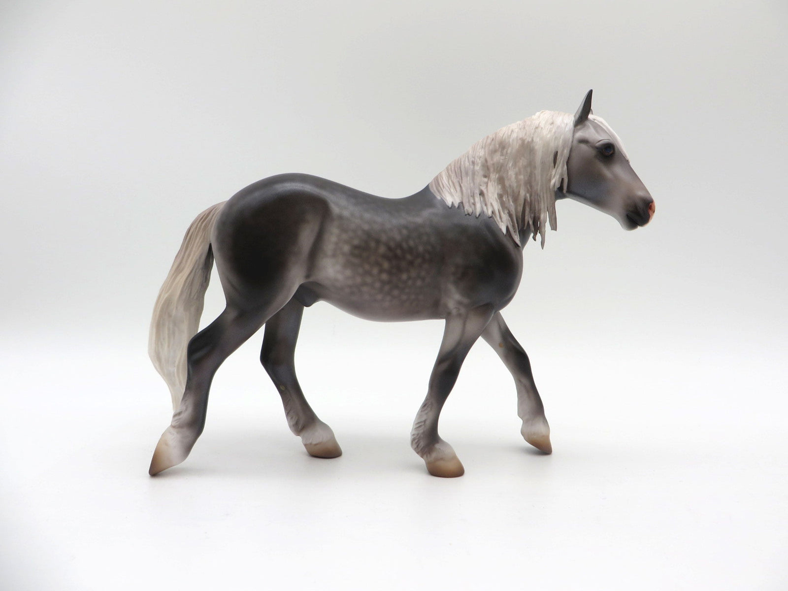 Purus-OOAK Dapple Grey Trotting Drafter Pebbles Painted by Caroline Boydston