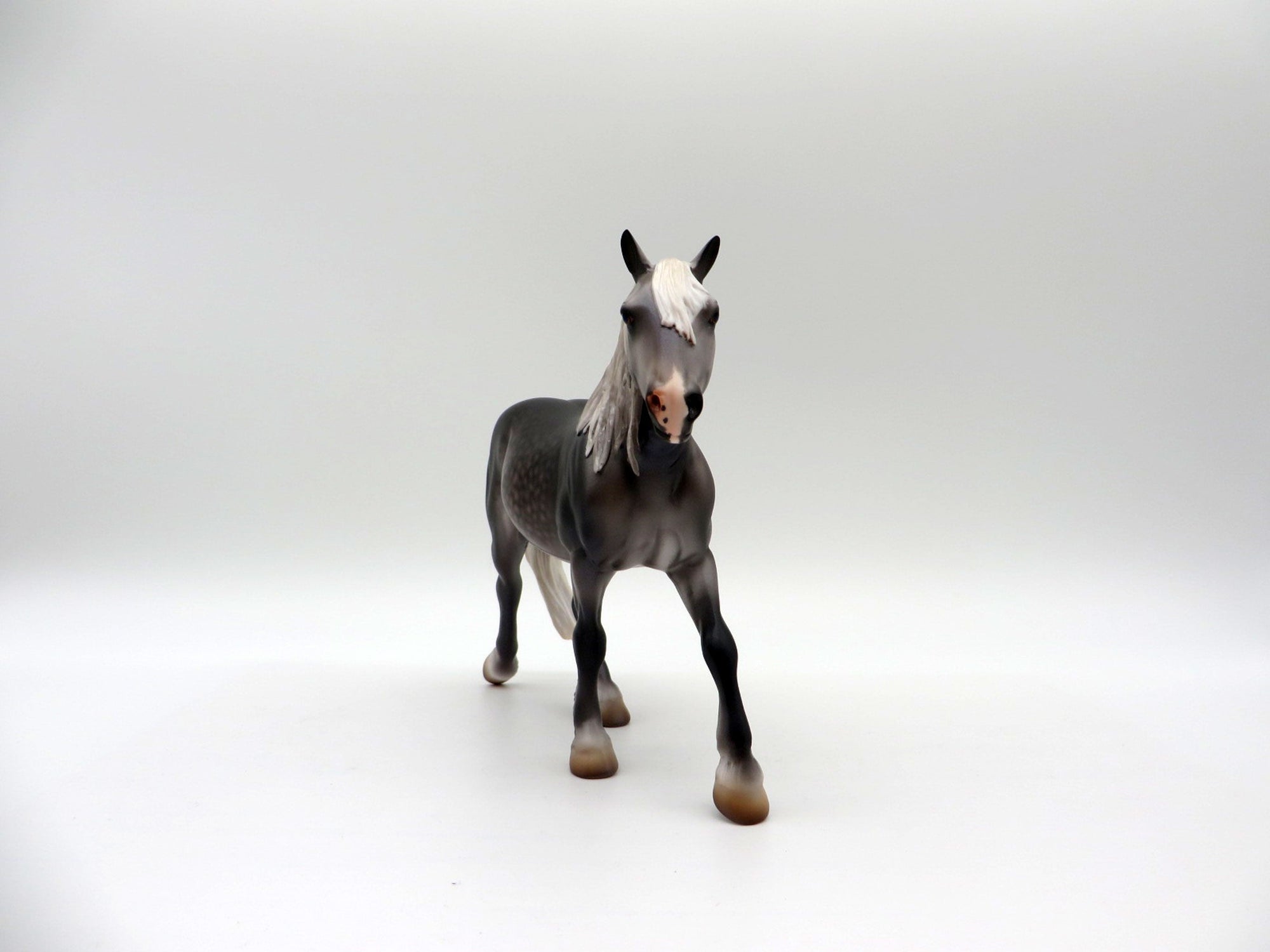 Purus-OOAK Dapple Grey Trotting Drafter Pebbles Painted by Caroline Boydston