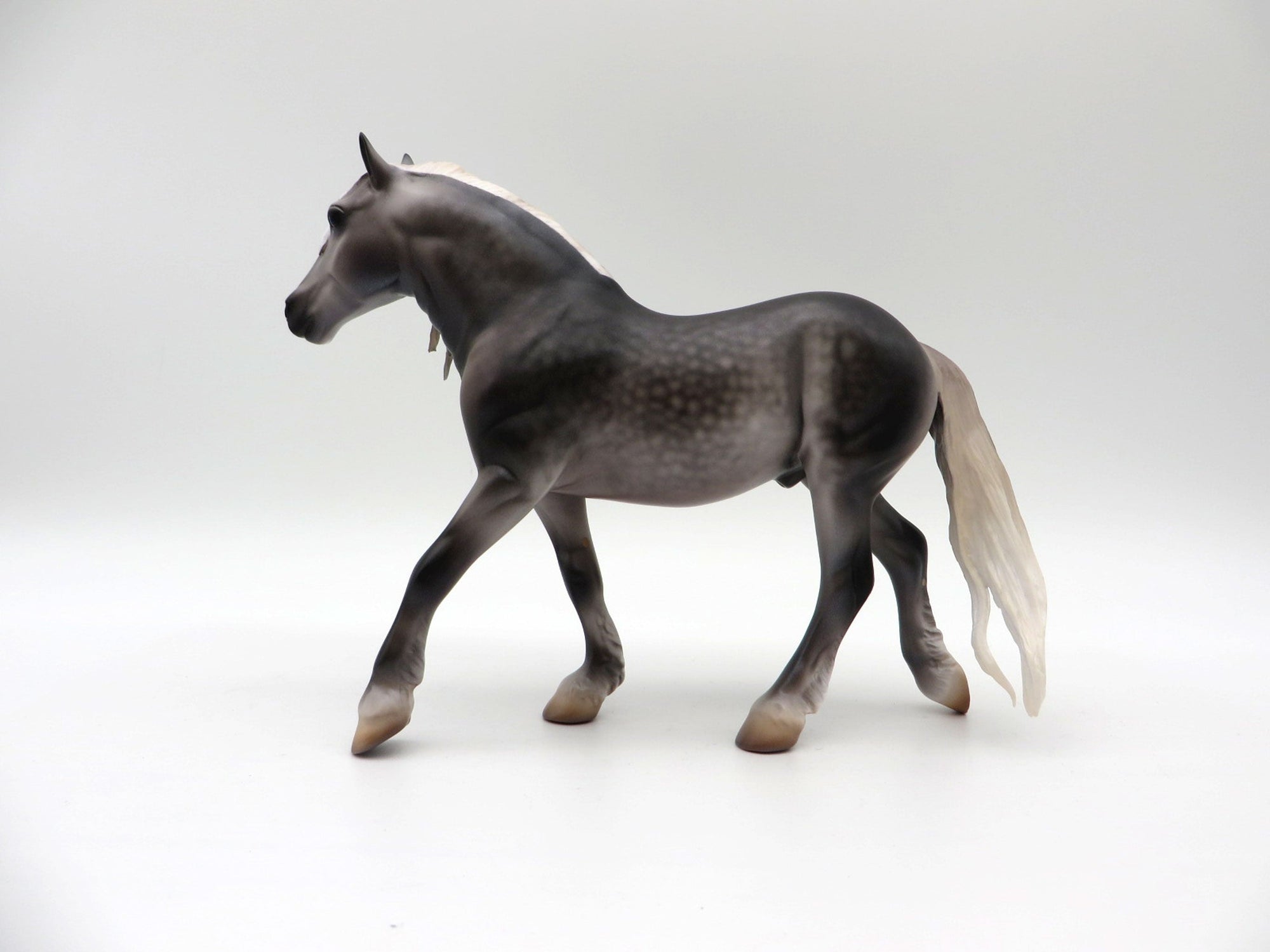 Purus-OOAK Dapple Grey Trotting Drafter Pebbles Painted by Caroline Boydston