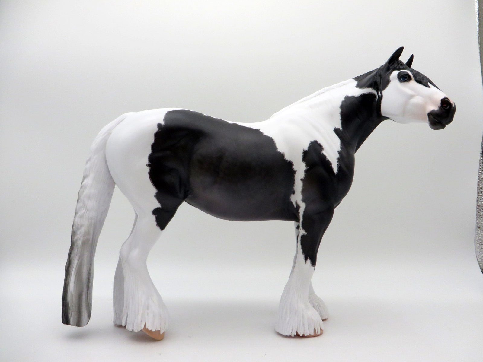 Queen Bess-OOAK Etched Black Pinto Heavy Draft Mare Painted By Caroline Boydston EQ 21