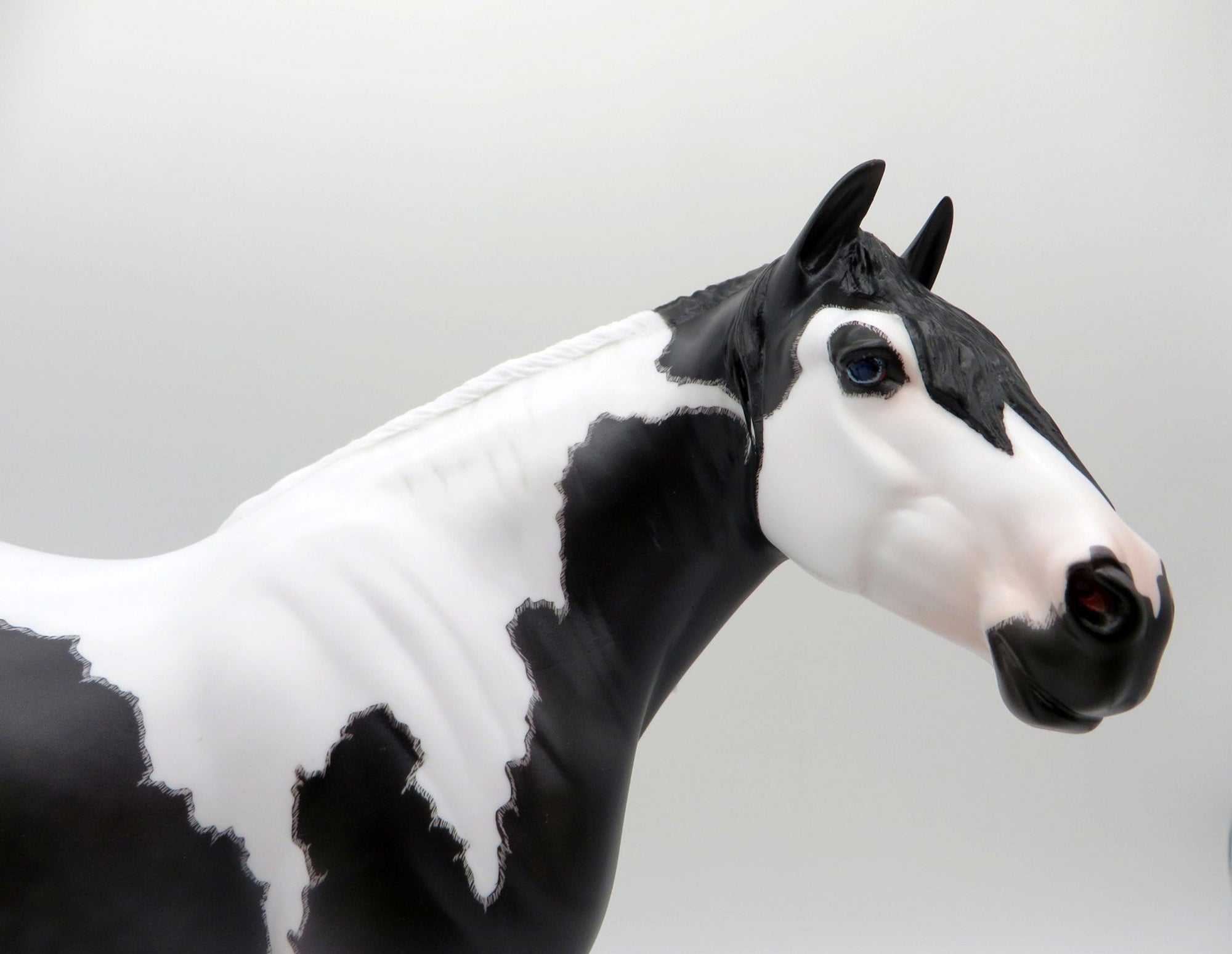 Queen Bess-OOAK Etched Black Pinto Heavy Draft Mare Painted By Caroline Boydston EQ 21