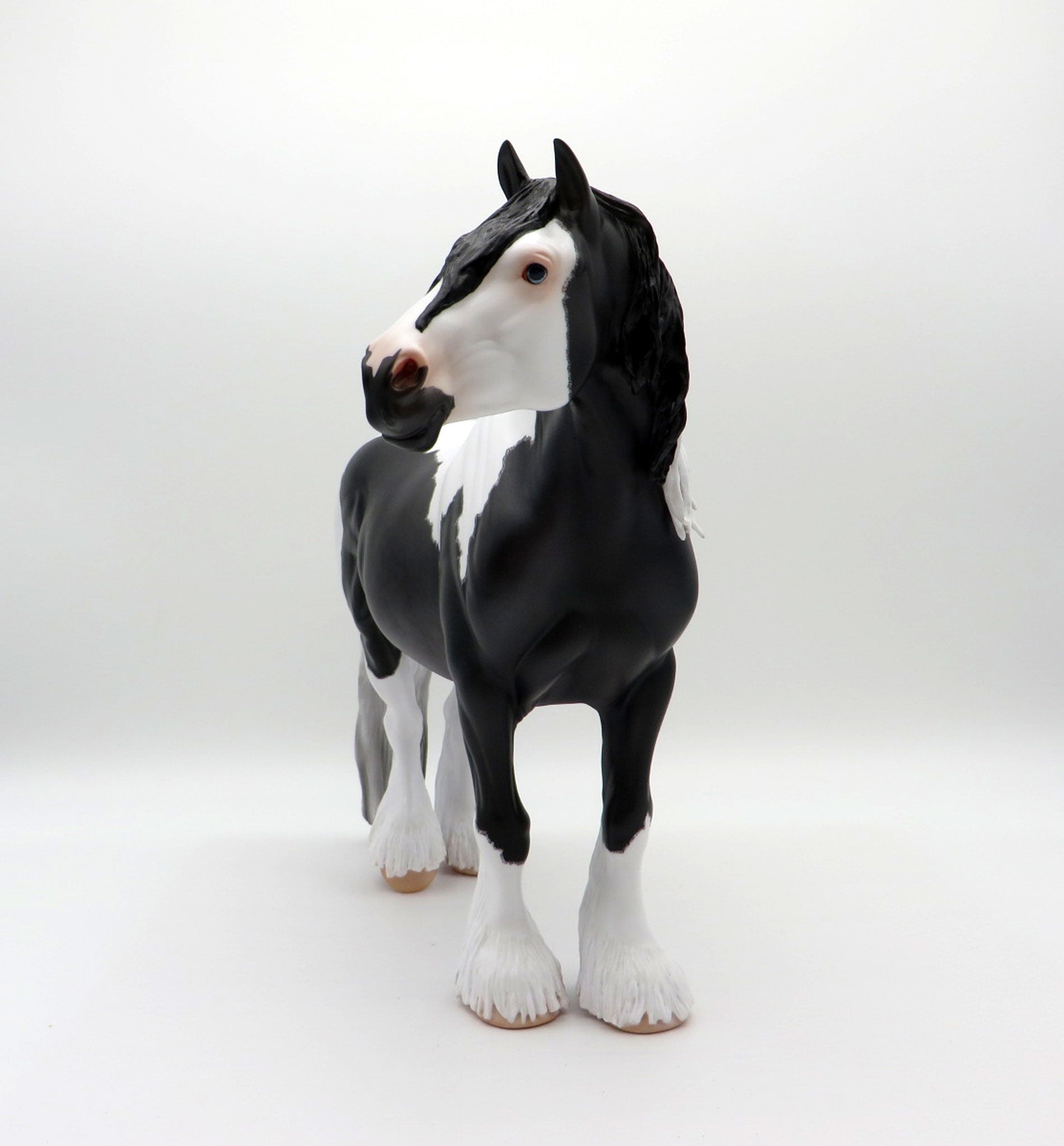 Queen Bess-OOAK Etched Black Pinto Heavy Draft Mare Painted By Caroline Boydston EQ 21