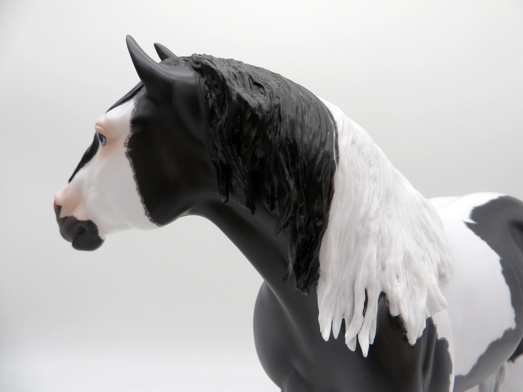 Queen Bess-OOAK Etched Black Pinto Heavy Draft Mare Painted By Caroline Boydston EQ 21