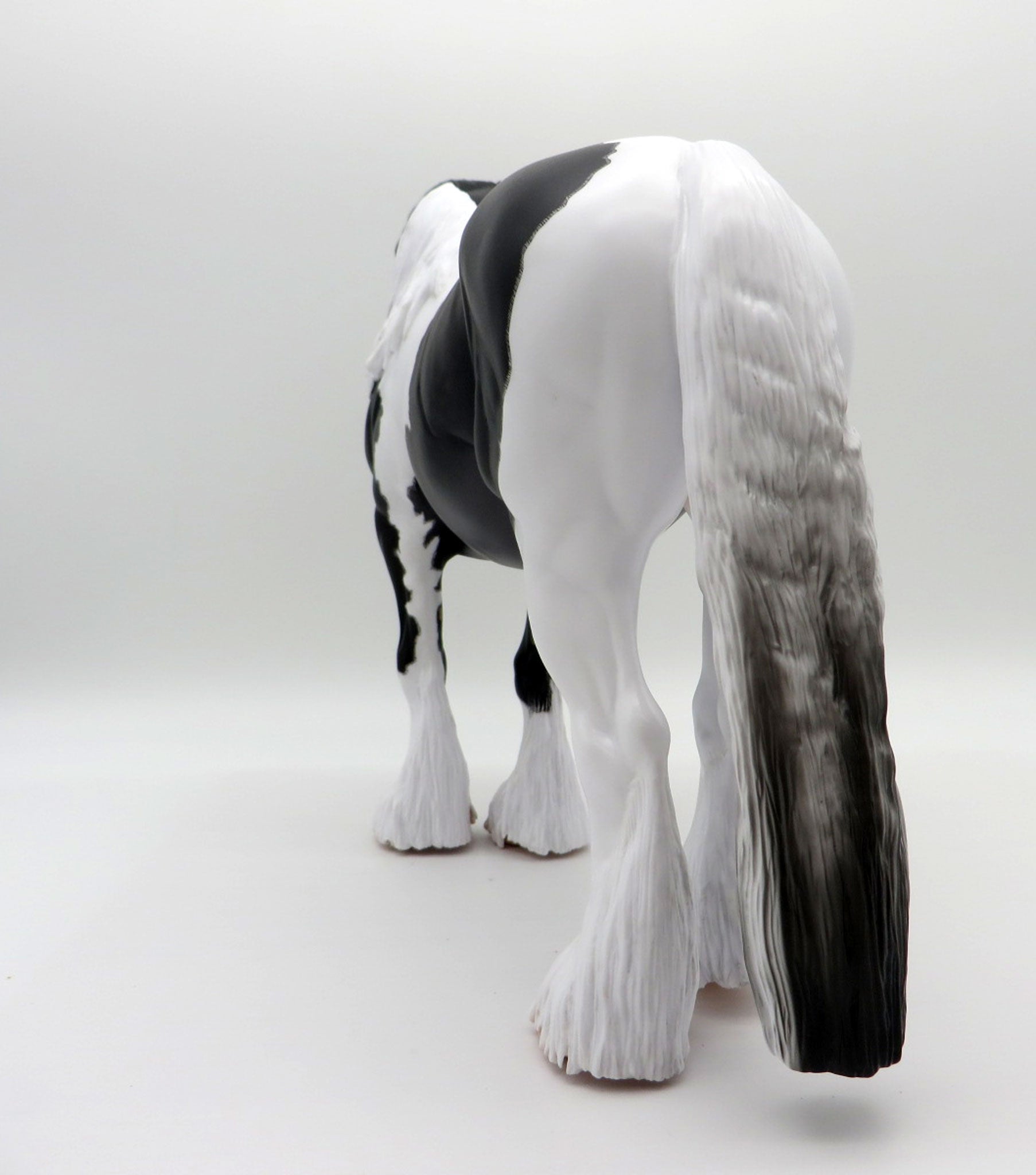 Queen Bess-OOAK Etched Black Pinto Heavy Draft Mare Painted By Caroline Boydston EQ 21