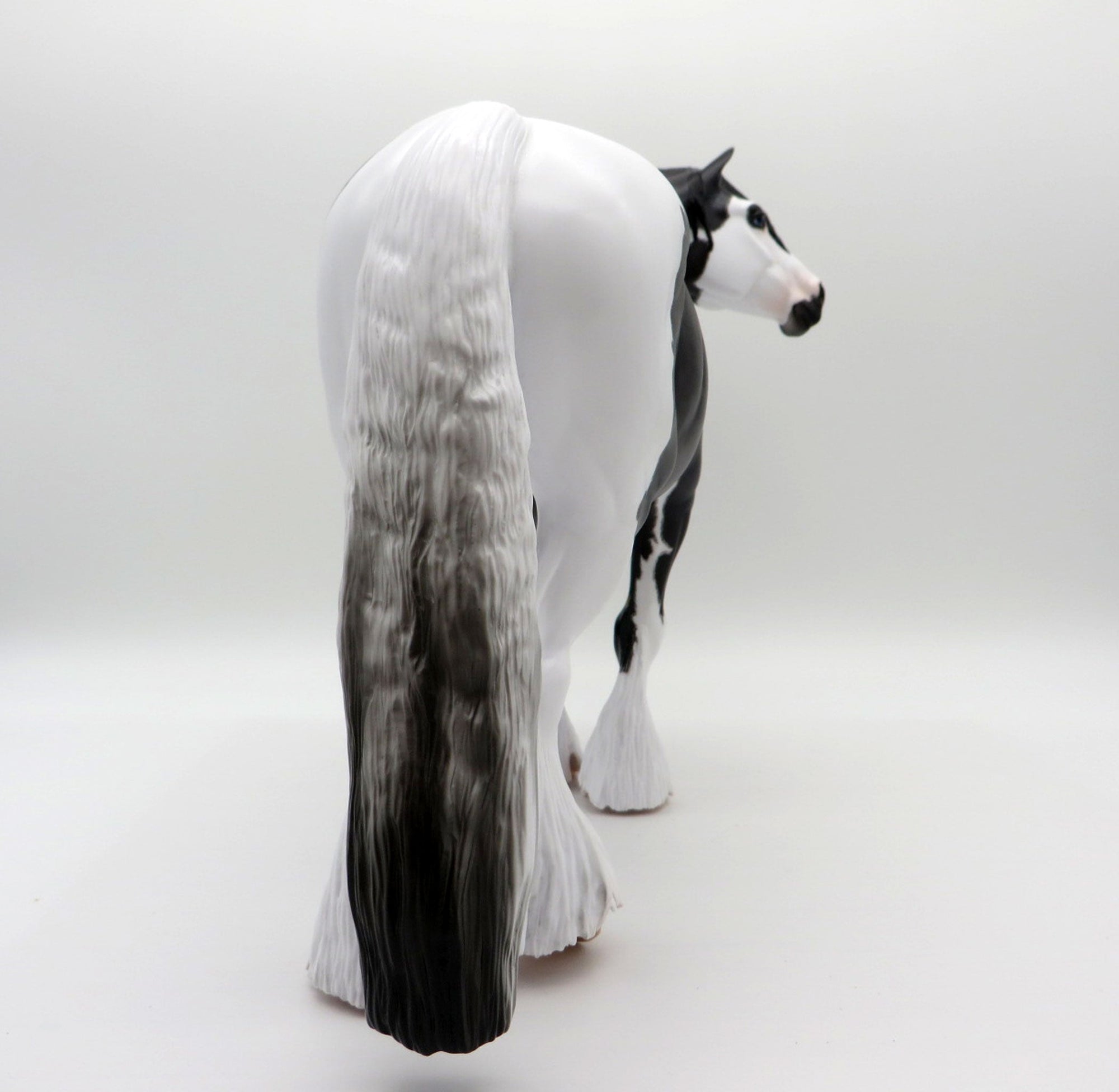 Queen Bess-OOAK Etched Black Pinto Heavy Draft Mare Painted By Caroline Boydston EQ 21