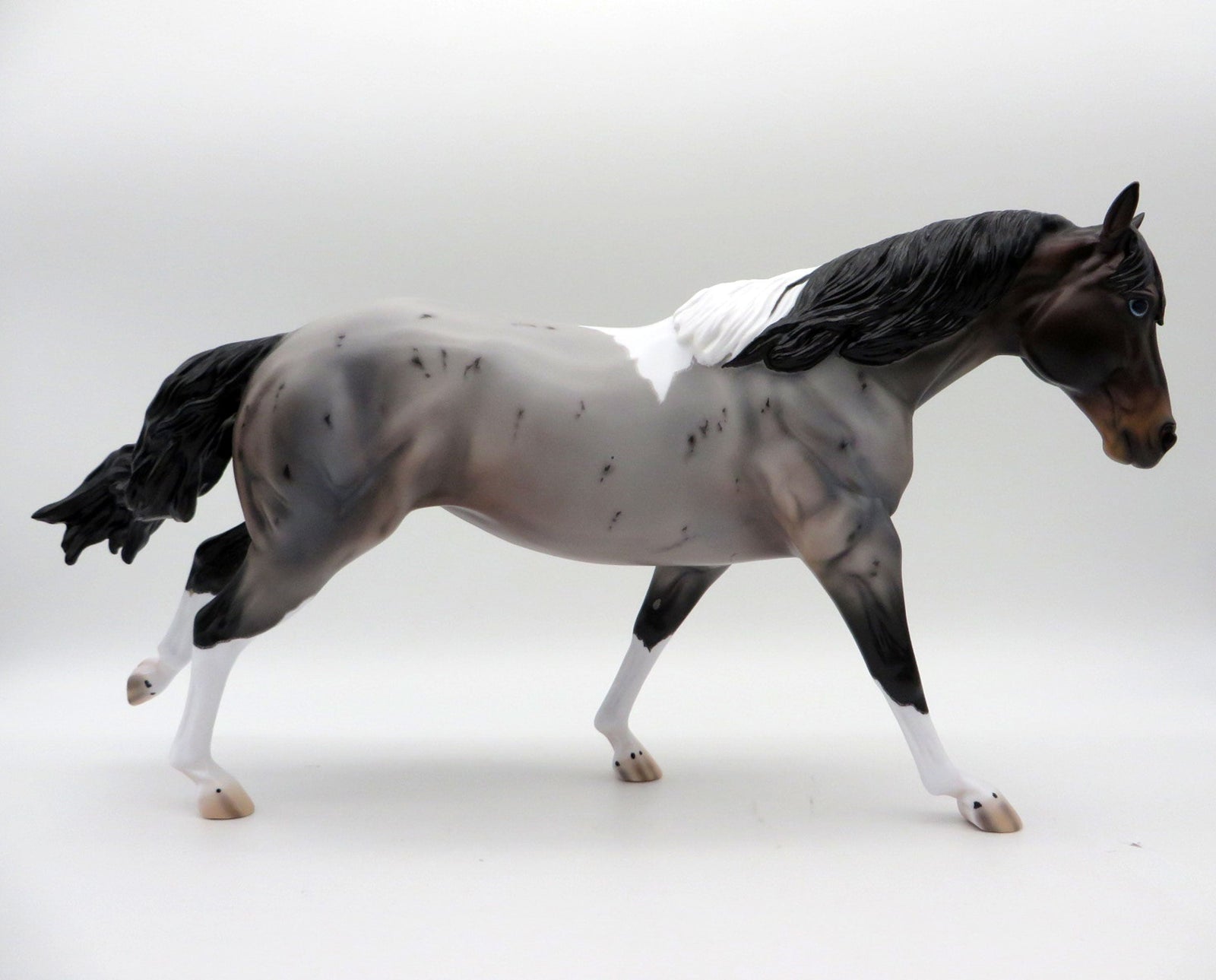 Redondo-OOAK Blue Roan Running Stock Horse Painted by Caroline Boydston 10/18/21