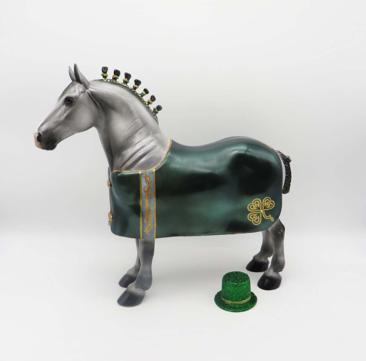 Reilly - OOAK - Customized St Patrick's Day Blanketed Grey Standing Drafter - By Dawn Quick 3/17/23