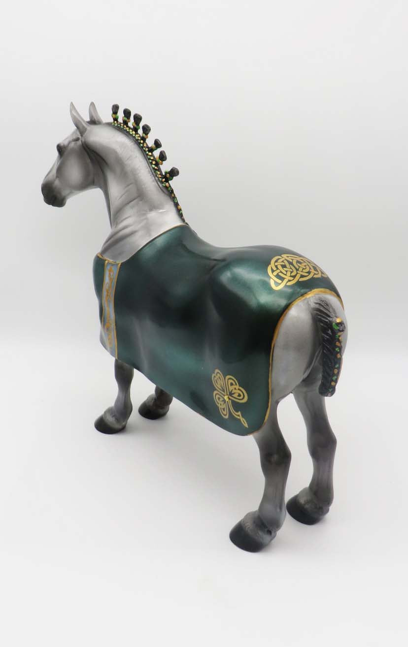 Reilly - OOAK - Customized St Patrick&#39;s Day Blanketed Grey Standing Drafter - By Dawn Quick 3/17/23